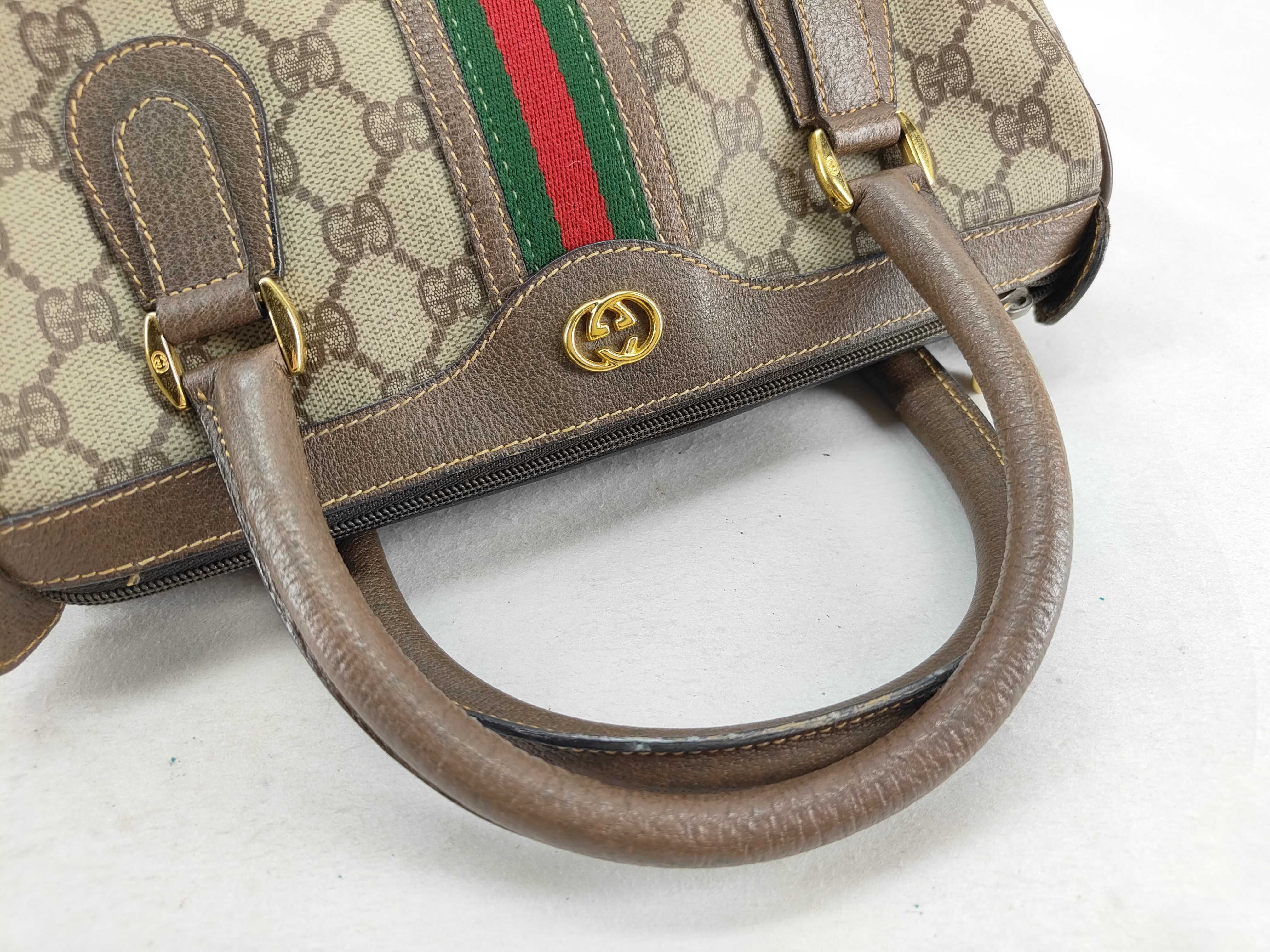 GG Supreme Gucci 002 39 0269 GG Supreme Sherry Line Boston Bag PVC Leather Brown Boston Bag — view 4