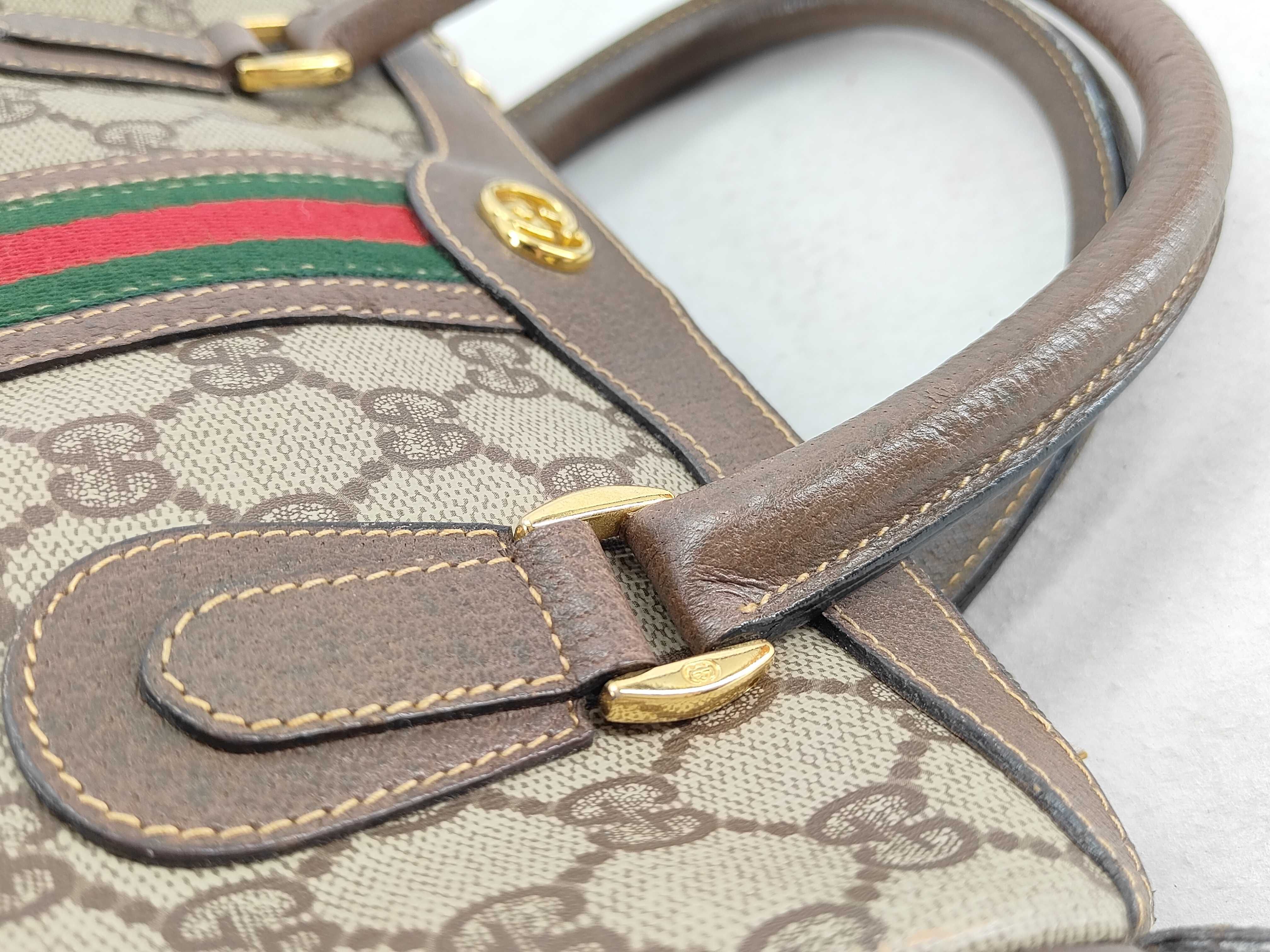 GG Supreme Gucci 002 39 0269 GG Supreme Sherry Line Boston Bag PVC Leather Brown Boston Bag — view 6