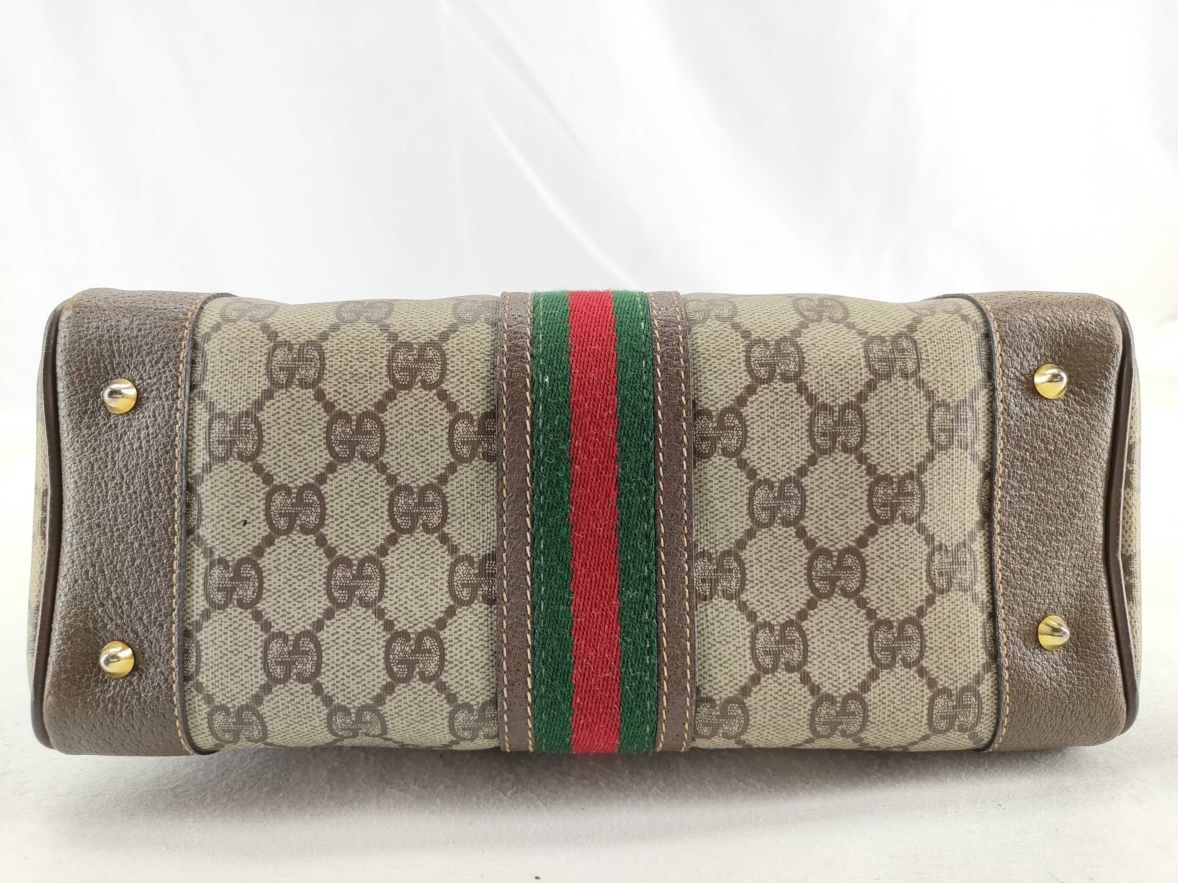 GG Supreme Gucci 002 39 0269 GG Supreme Sherry Line Boston Bag PVC Leather Brown Boston Bag — view 8