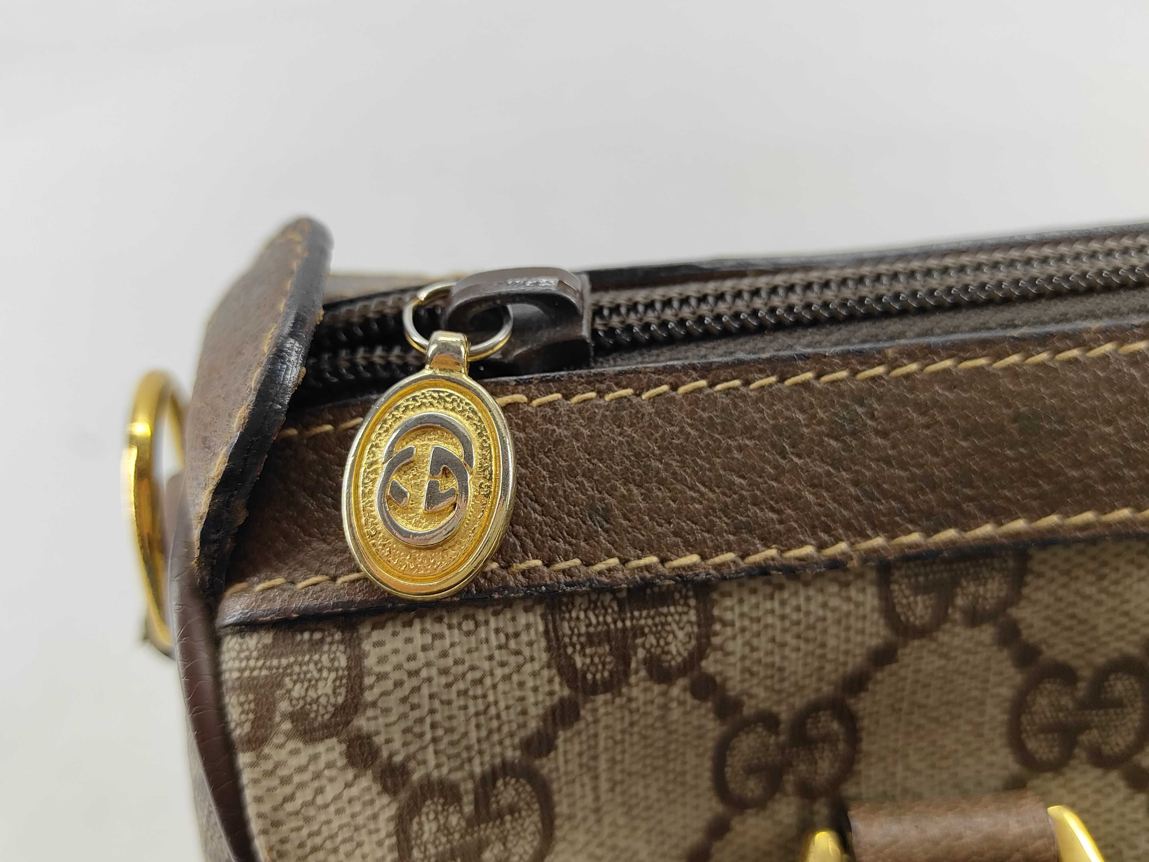 GG Supreme Gucci 002 39 0269 GG Supreme Sherry Line Boston Bag PVC Leather Brown Boston Bag — view 10