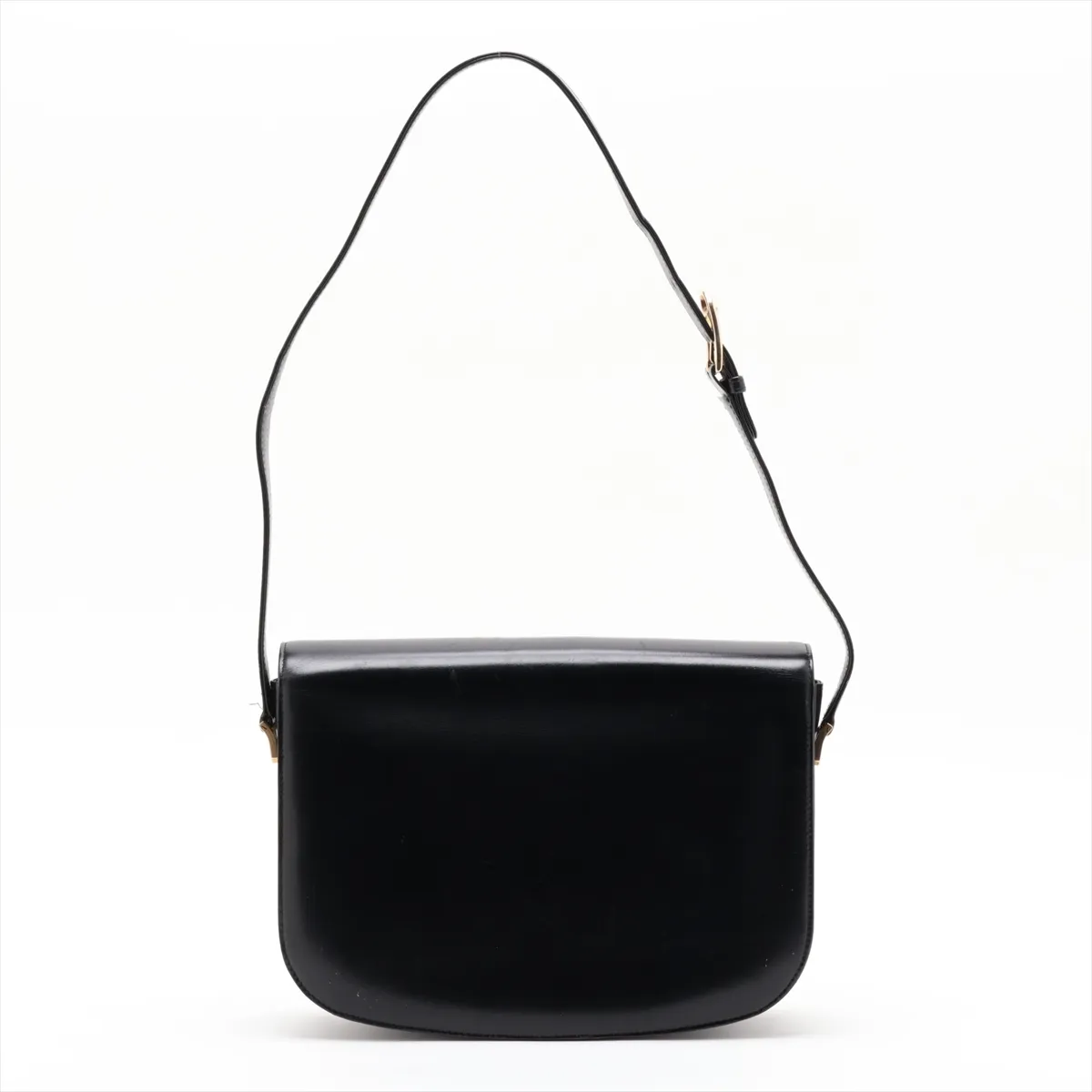 leather shoulder bag with carriage hardware, black. — view 2