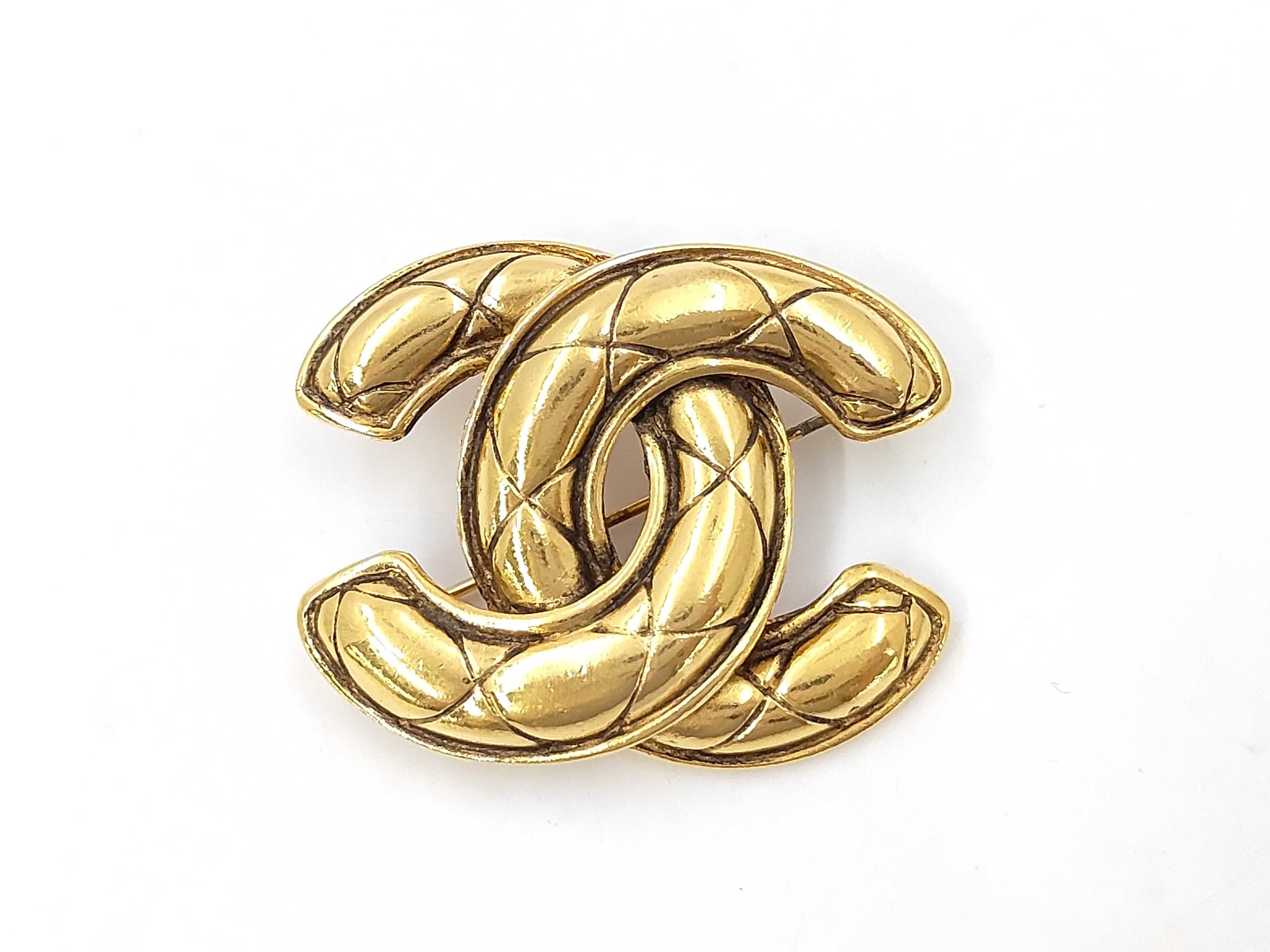 Gold Plated Coco Mark Matelassé Brooch