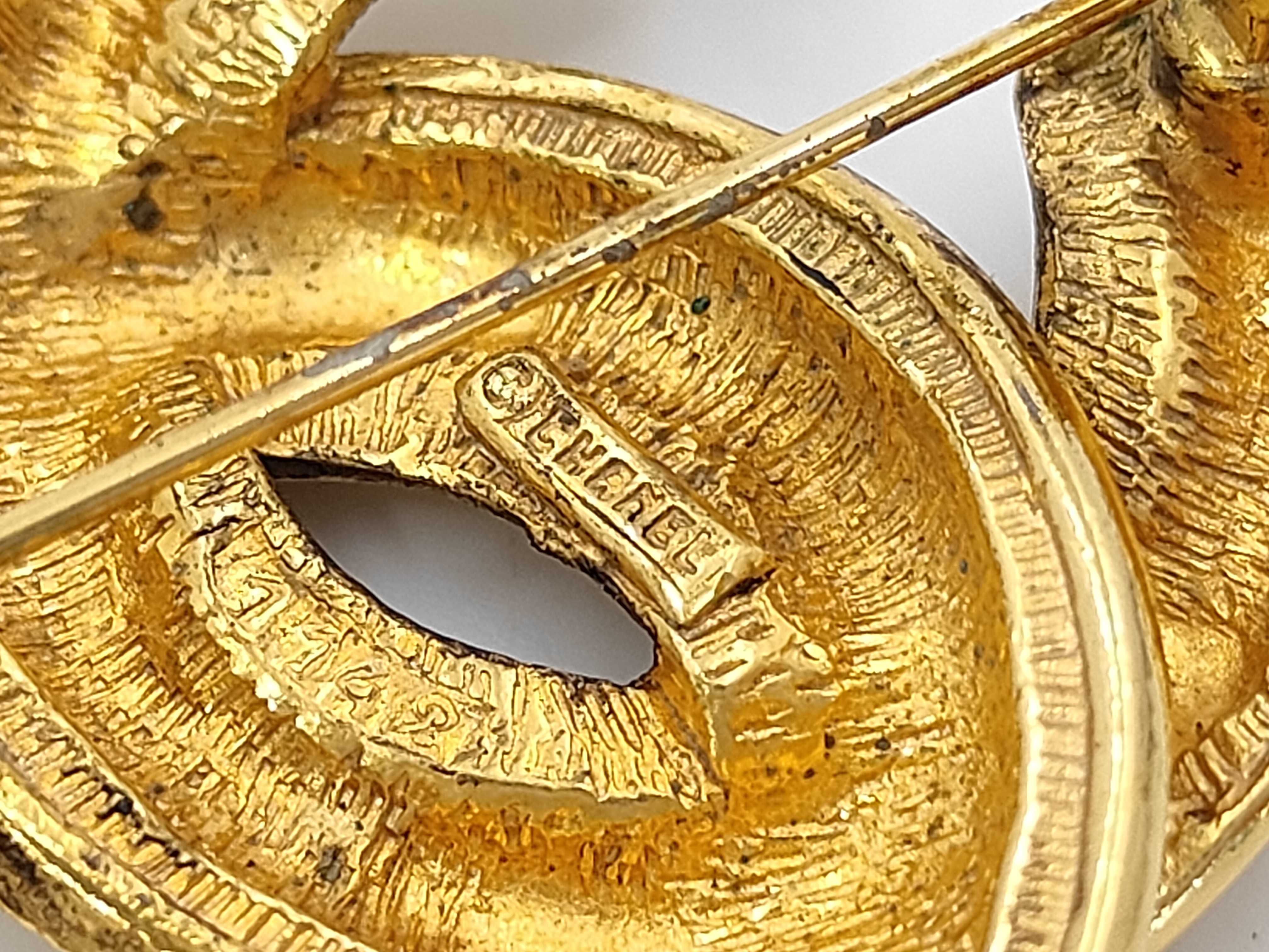 Gold Plated Coco Mark Matelassé Brooch — view 4