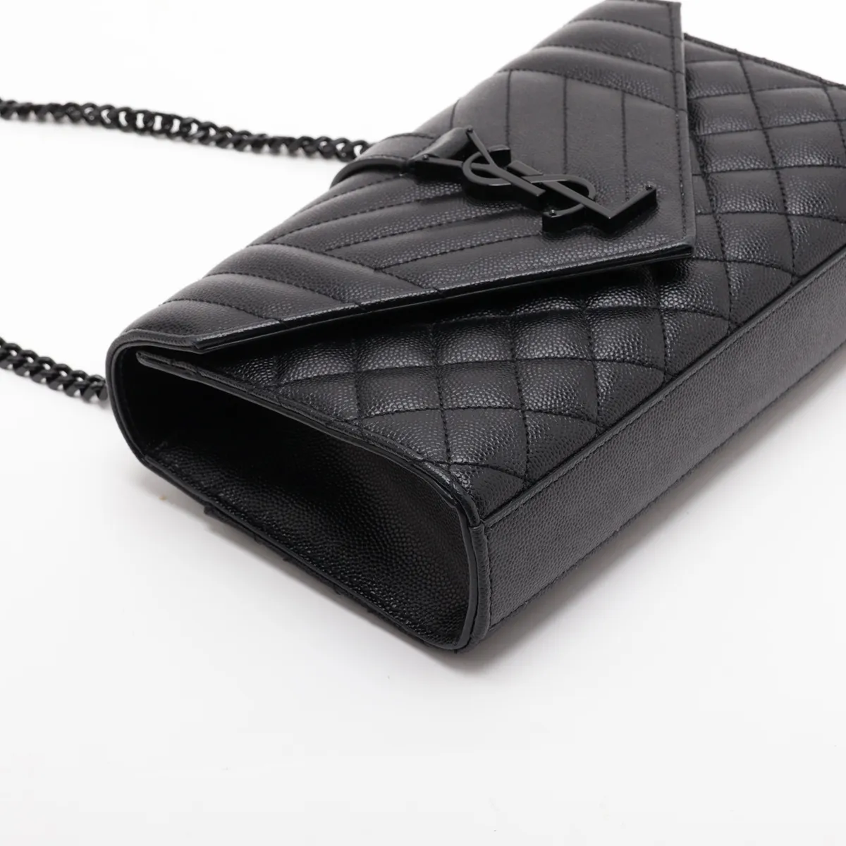 Envelope Leather Chain Shoulder Bag, Black 600195 — view 4