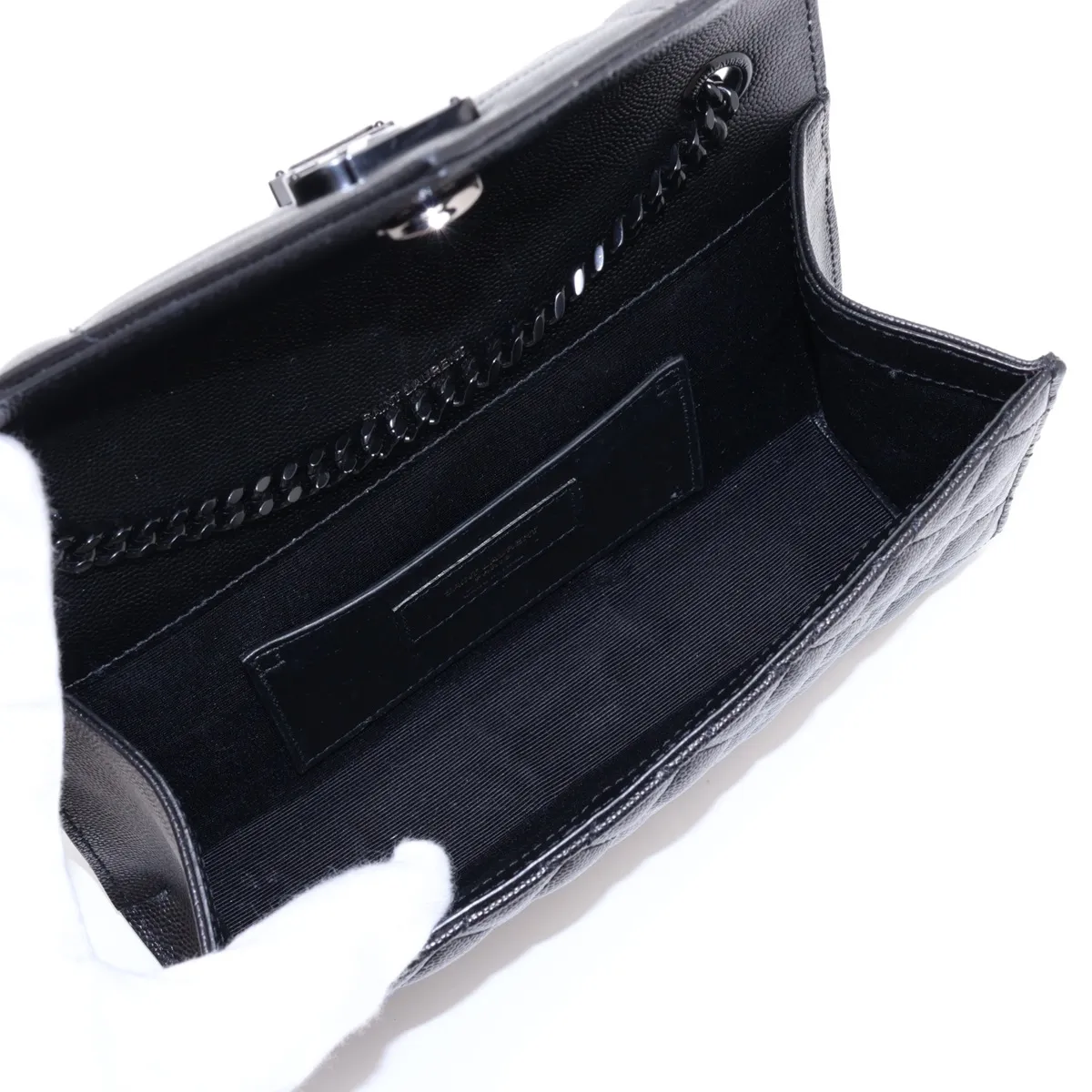 Envelope Leather Chain Shoulder Bag, Black 600195 — view 6