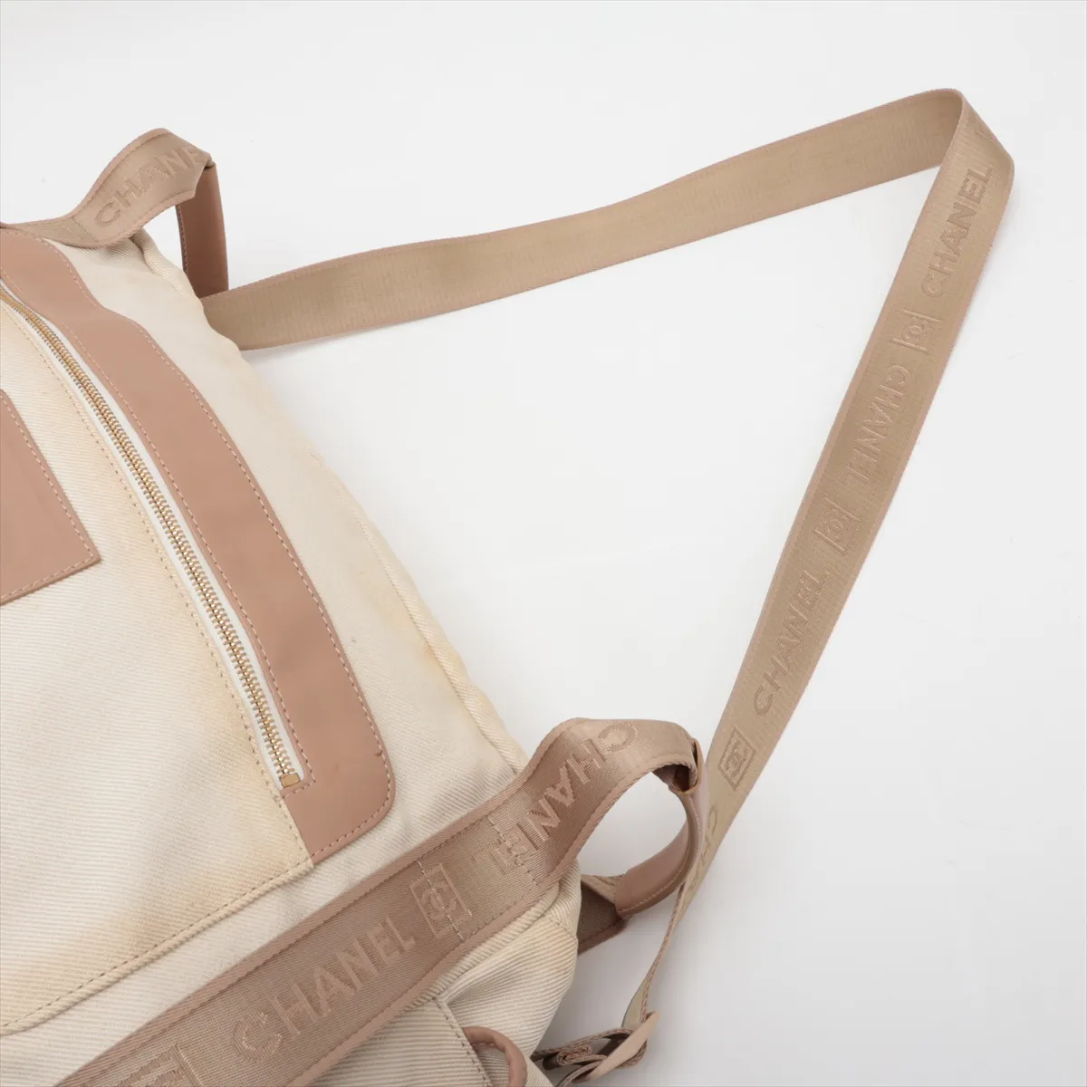 Sport Line Canvas x Leather 2-Way Boston Bag, Beige, Gold Hardware, 10605077 (Serial Number in the 10s) — view 5