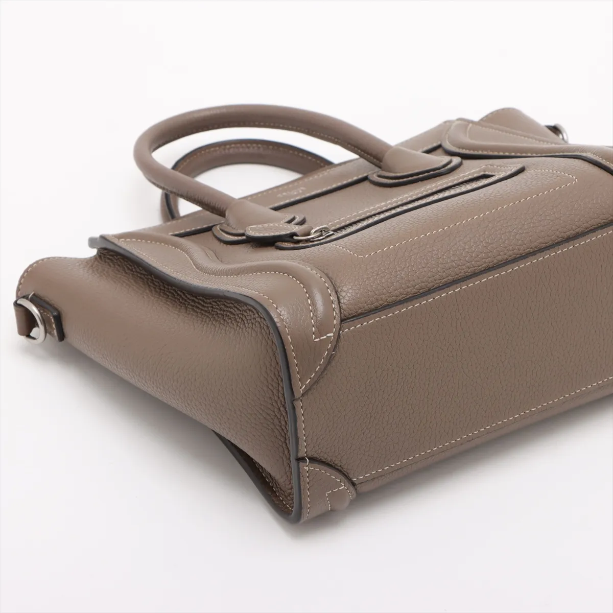 Luggage Nano Shopper Leather 2-Way Handbag, Beige — view 4