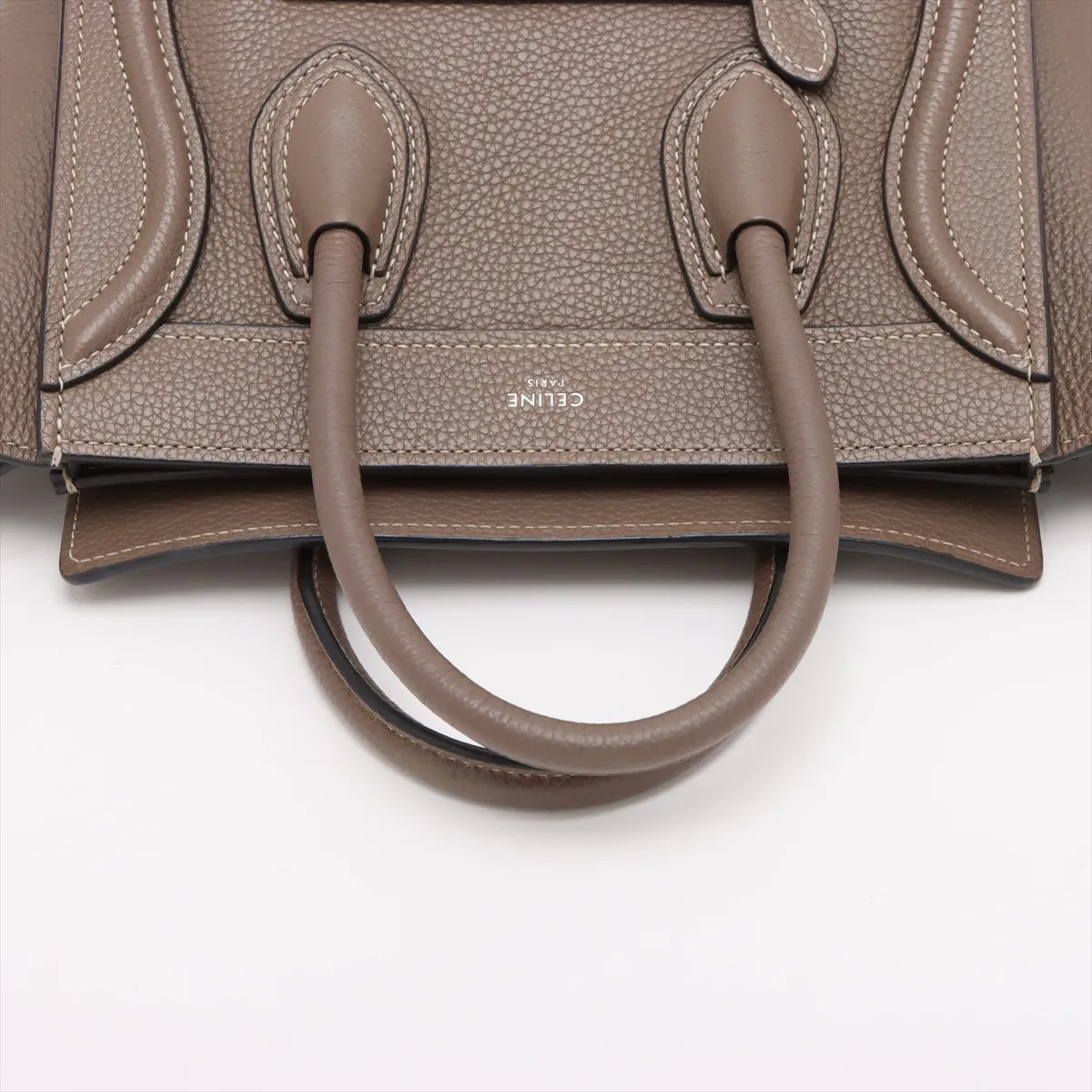 Luggage Nano Shopper Leather 2-Way Handbag, Beige — view 5