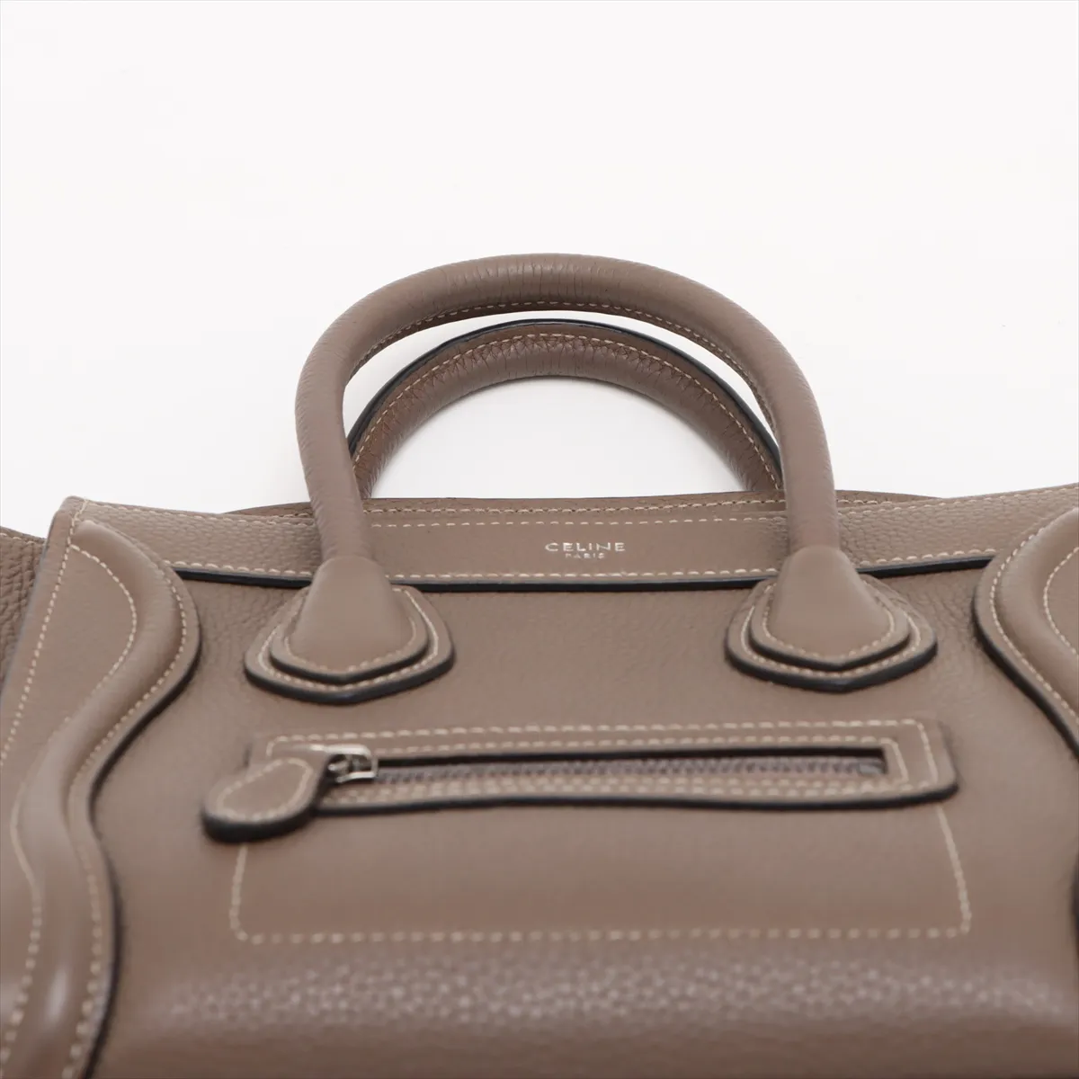 Luggage Nano Shopper Leather 2-Way Handbag, Beige — view 6