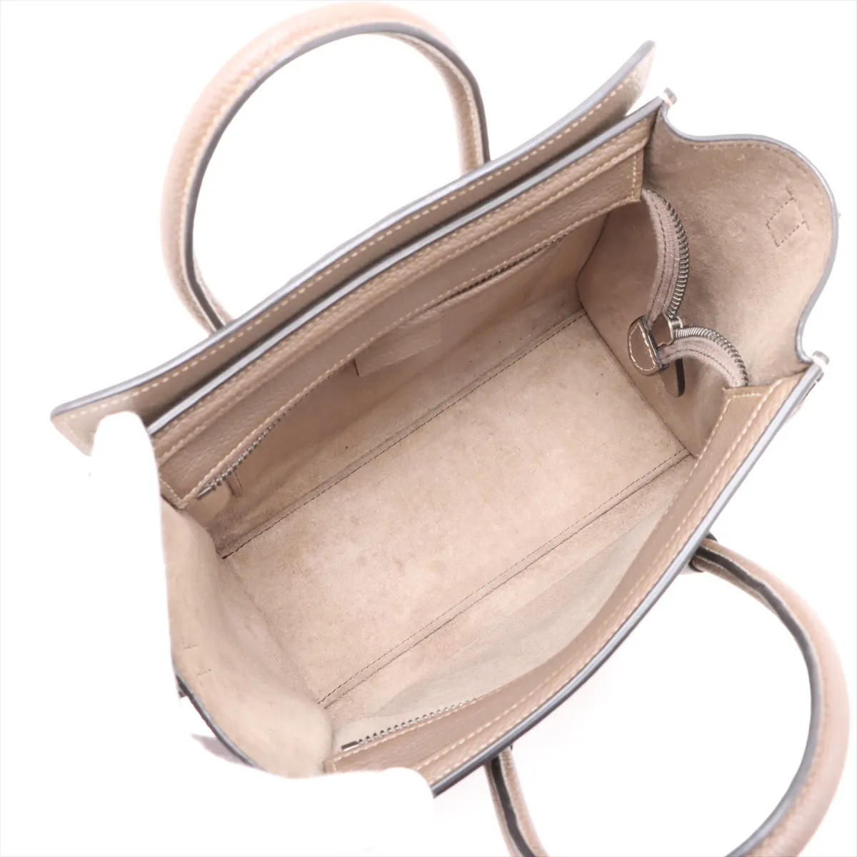 Luggage Nano Shopper Leather 2-Way Handbag, Beige — view 8