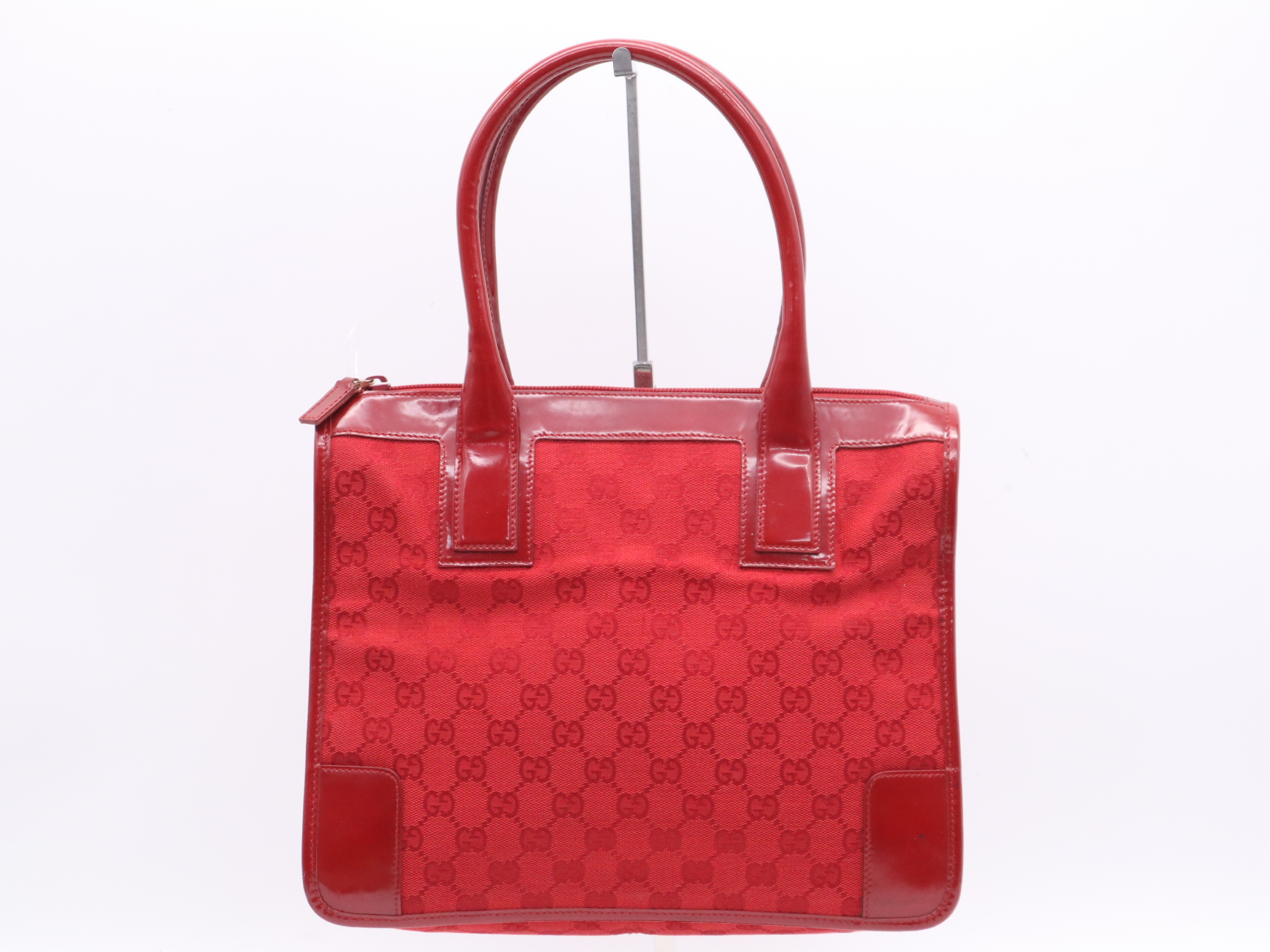 000-0855GG Canvas/Enamel Patent Leather Handbag, Red