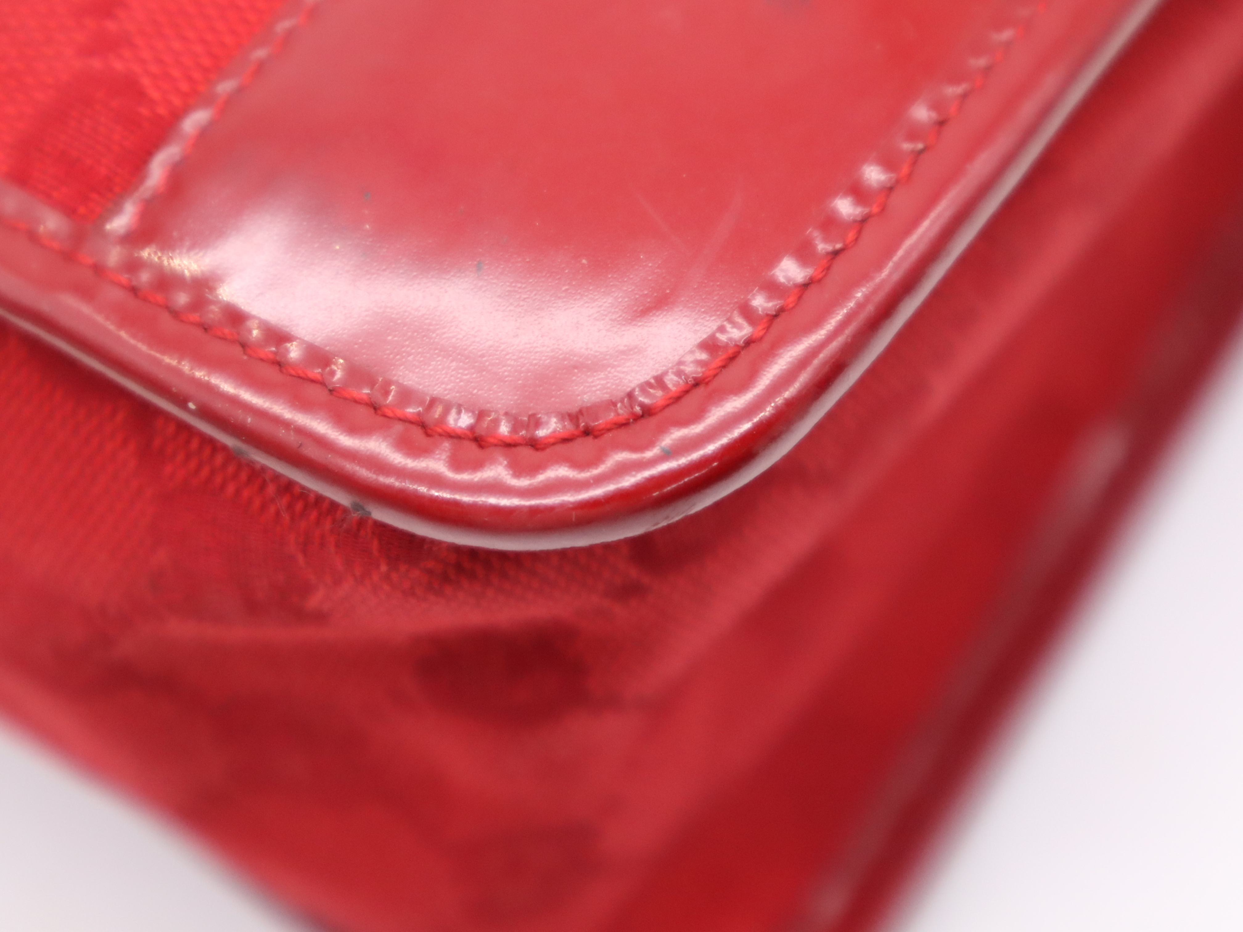 000-0855GG Canvas/Enamel Patent Leather Handbag, Red — view 12