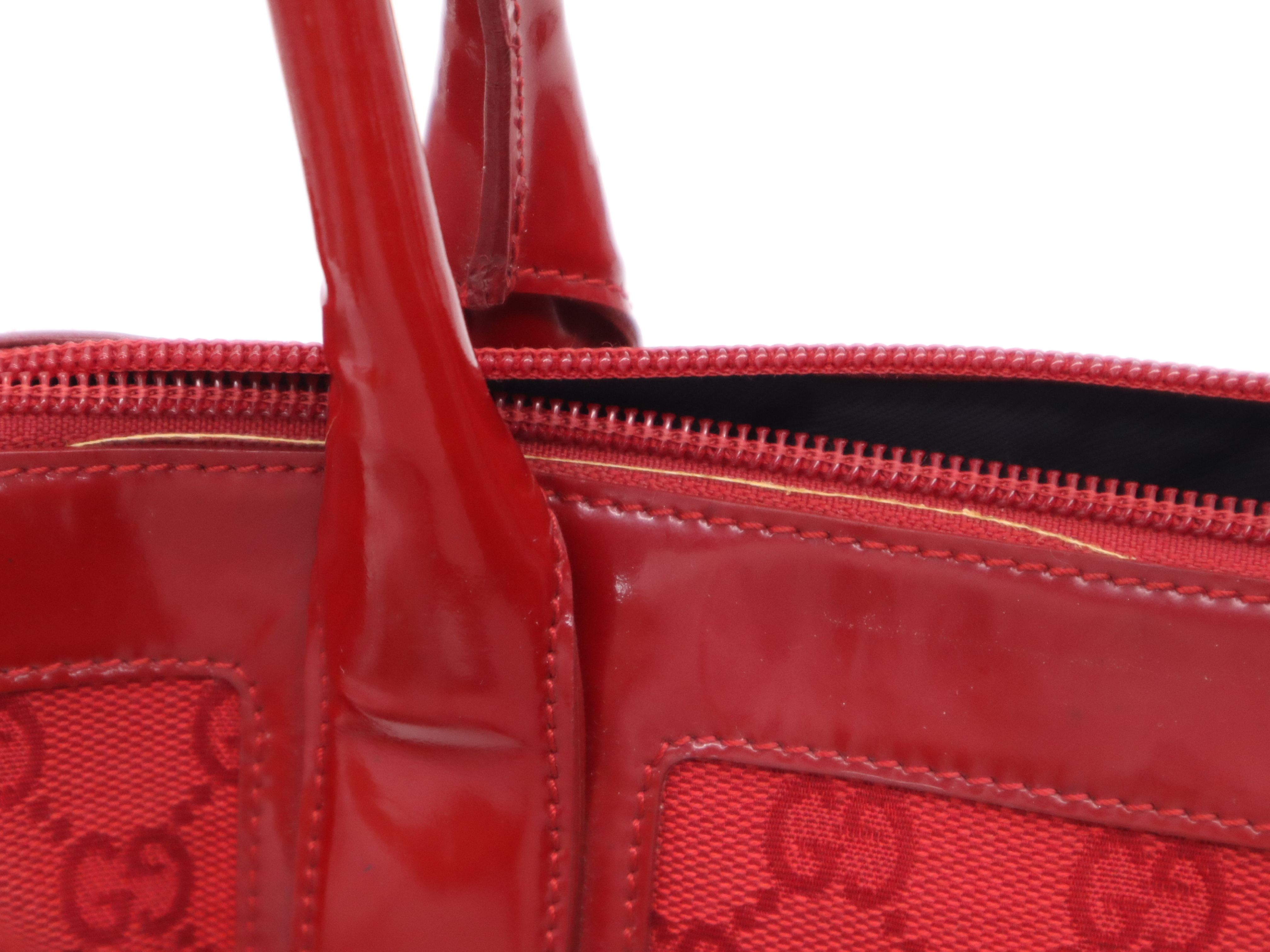 000-0855GG Canvas/Enamel Patent Leather Handbag, Red — view 13
