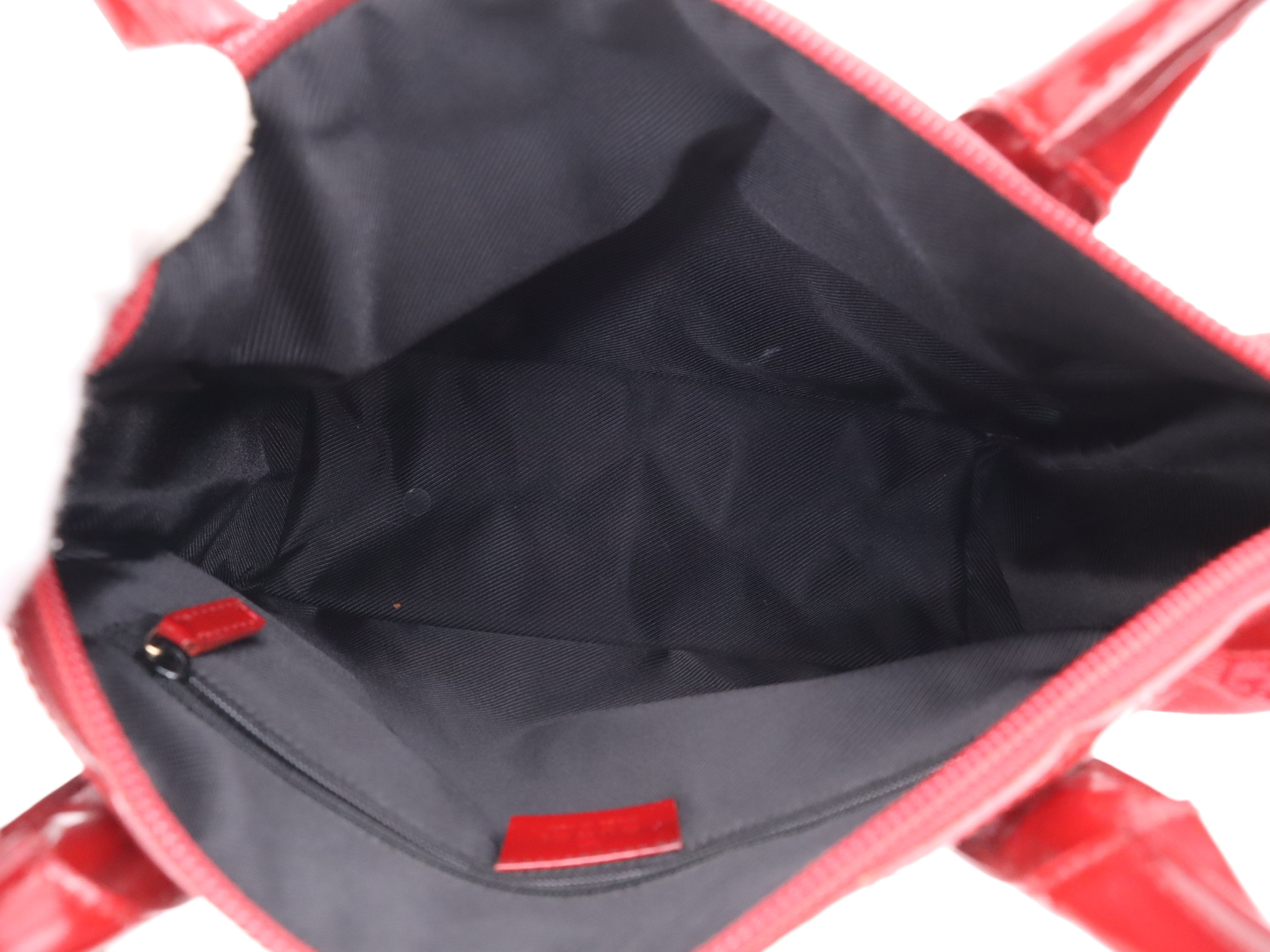 000-0855GG Canvas/Enamel Patent Leather Handbag, Red — view 14