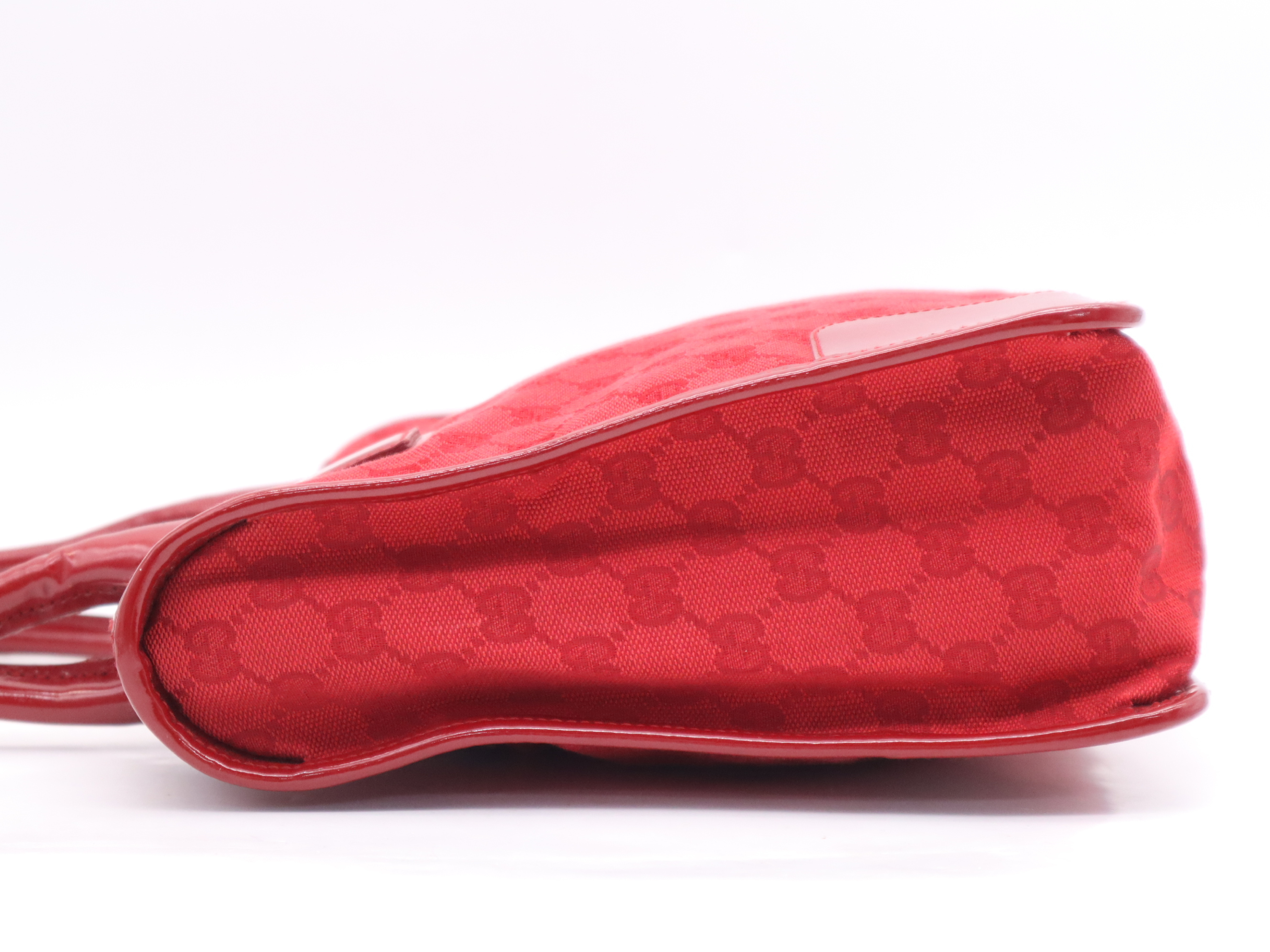 000-0855GG Canvas/Enamel Patent Leather Handbag, Red — view 3