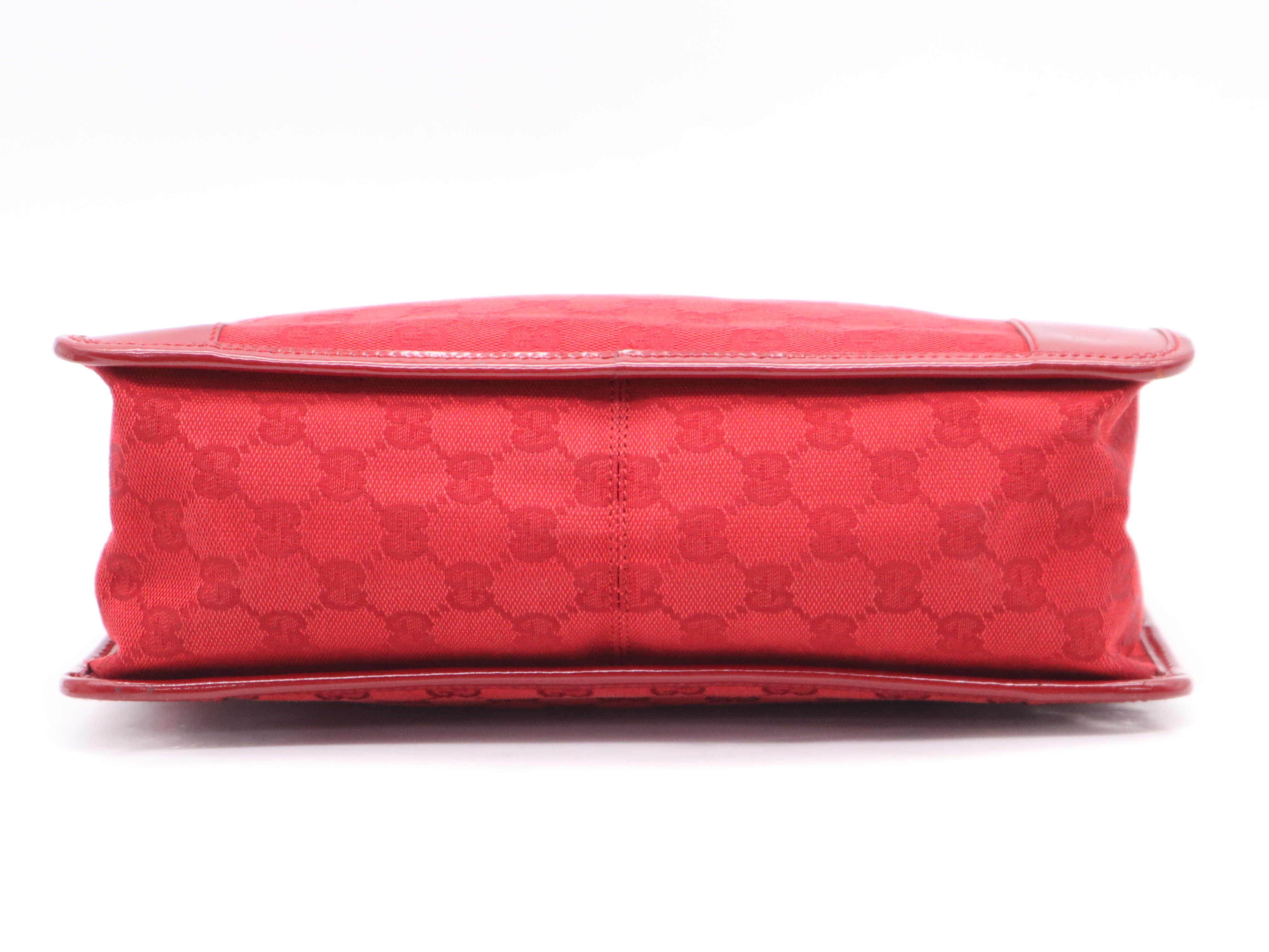 000-0855GG Canvas/Enamel Patent Leather Handbag, Red — view 4