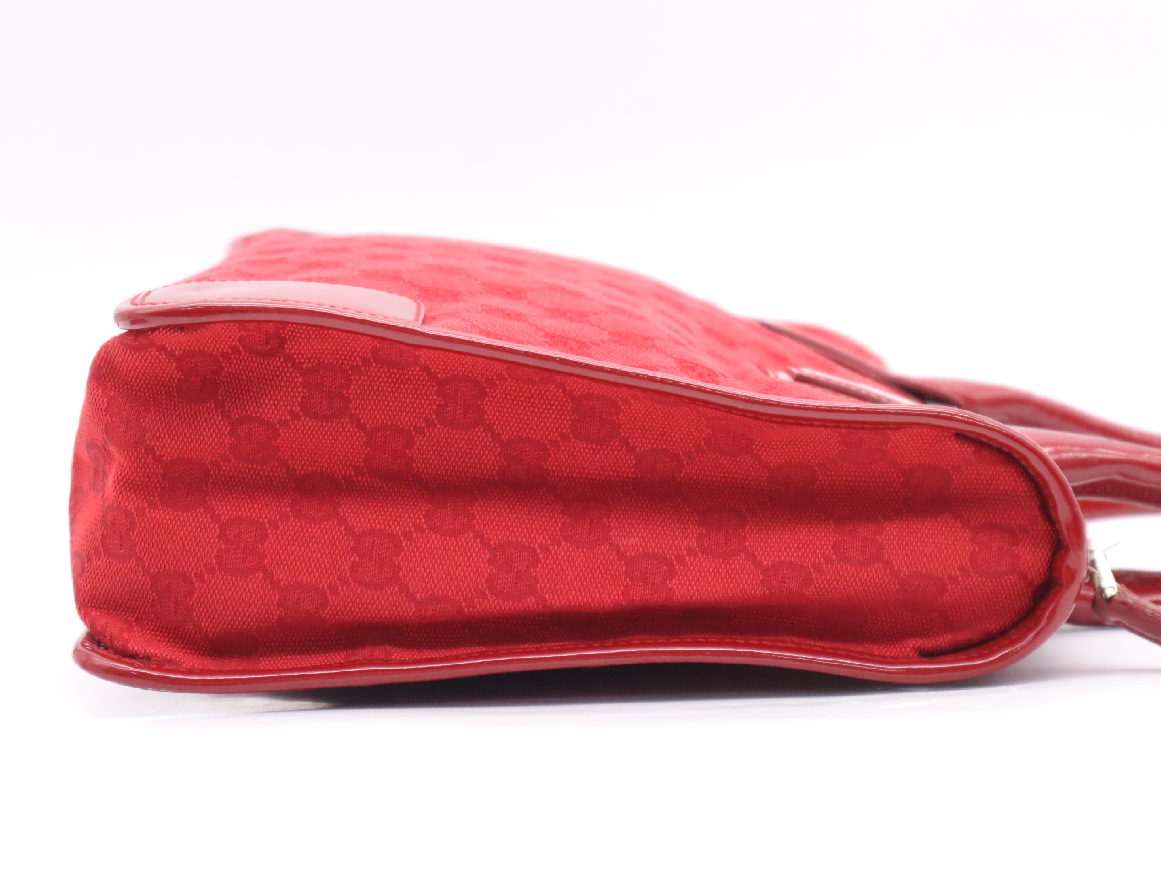 000-0855GG Canvas/Enamel Patent Leather Handbag, Red — view 5
