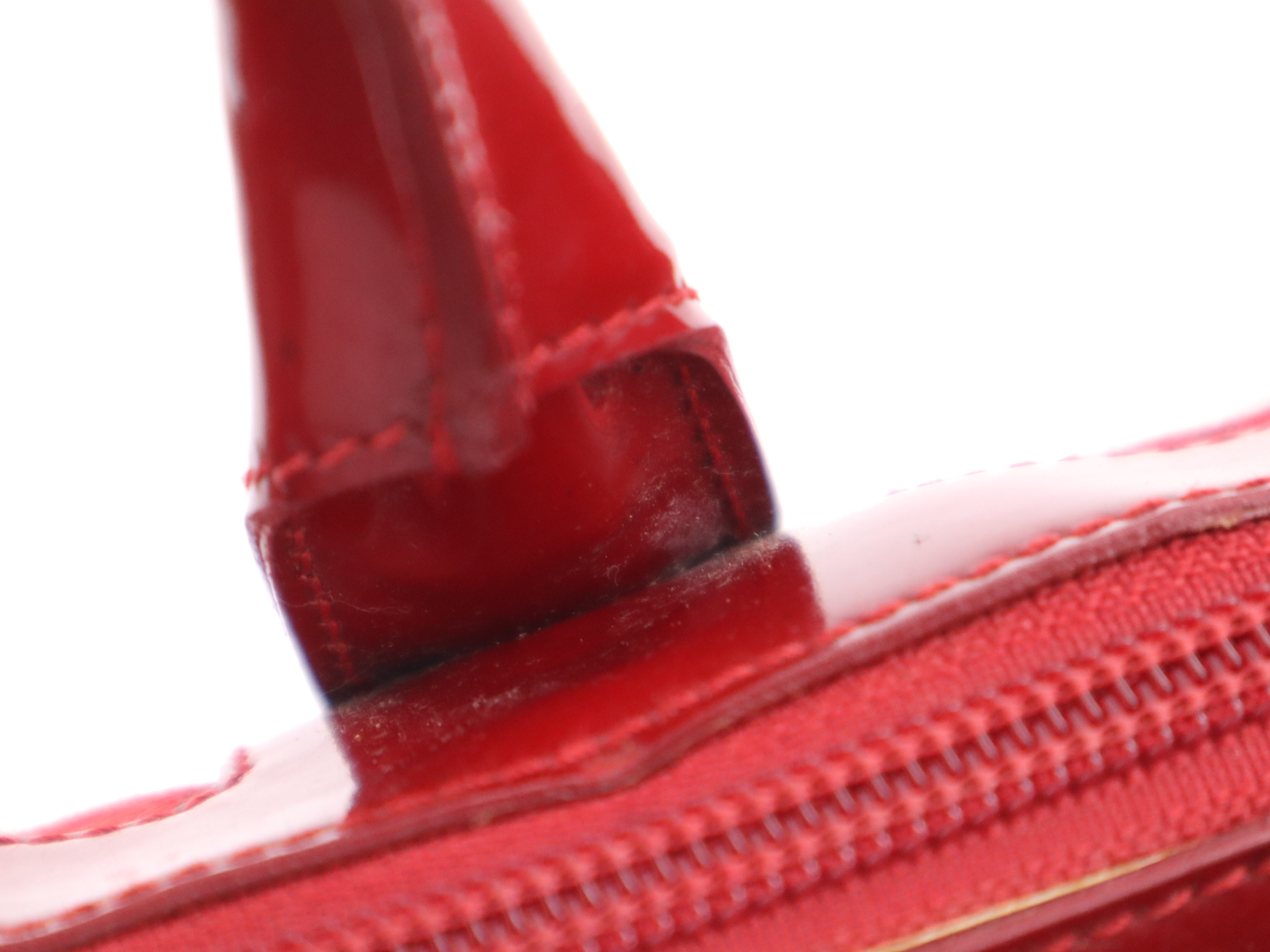 000-0855GG Canvas/Enamel Patent Leather Handbag, Red — view 9