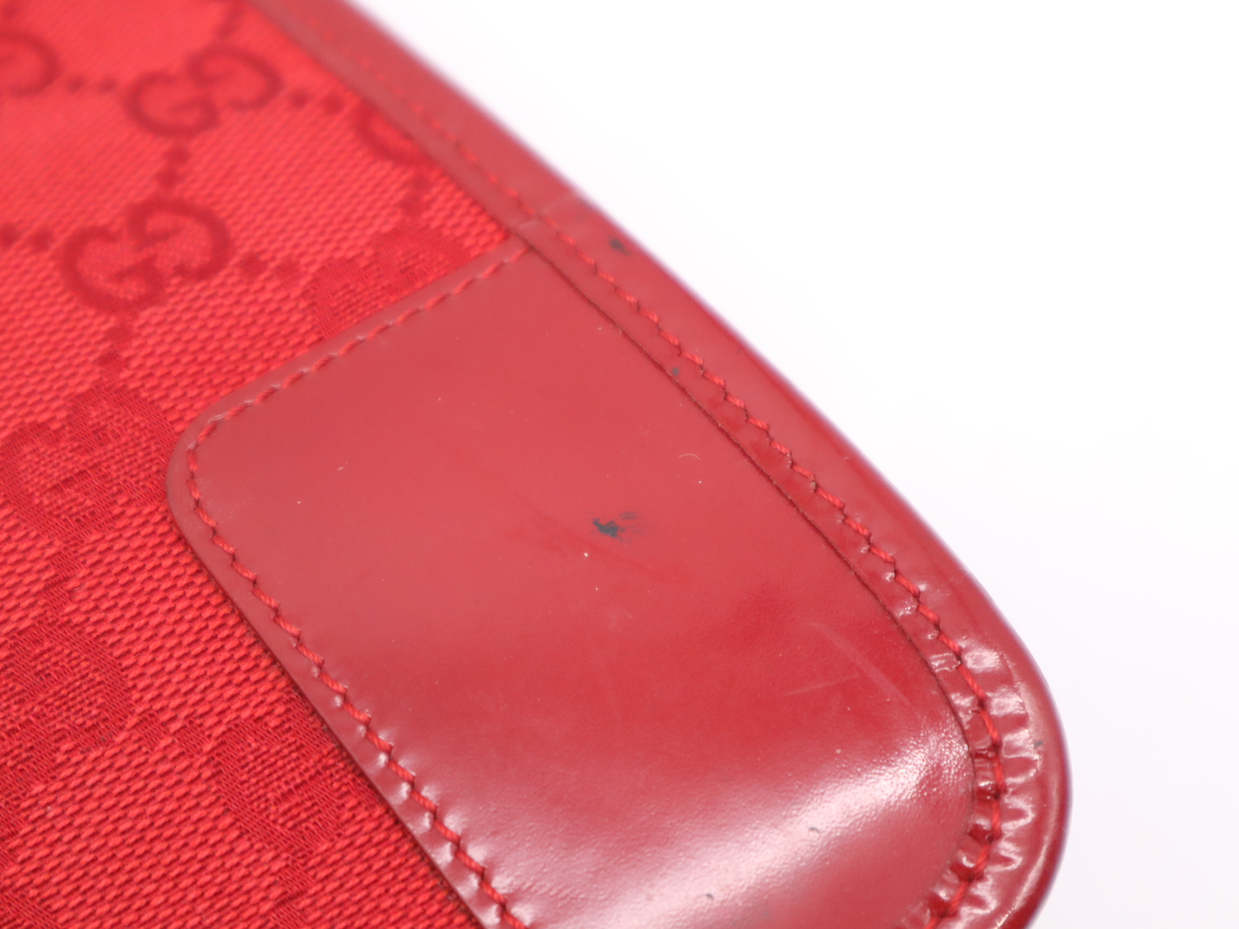 000-0855GG Canvas/Enamel Patent Leather Handbag, Red — view 10