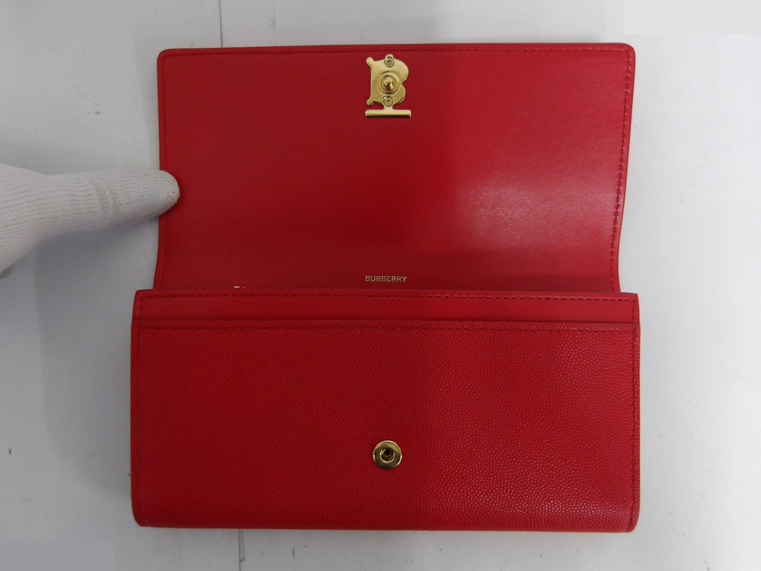 TB logo flap long wallet with gold hardware — view 3