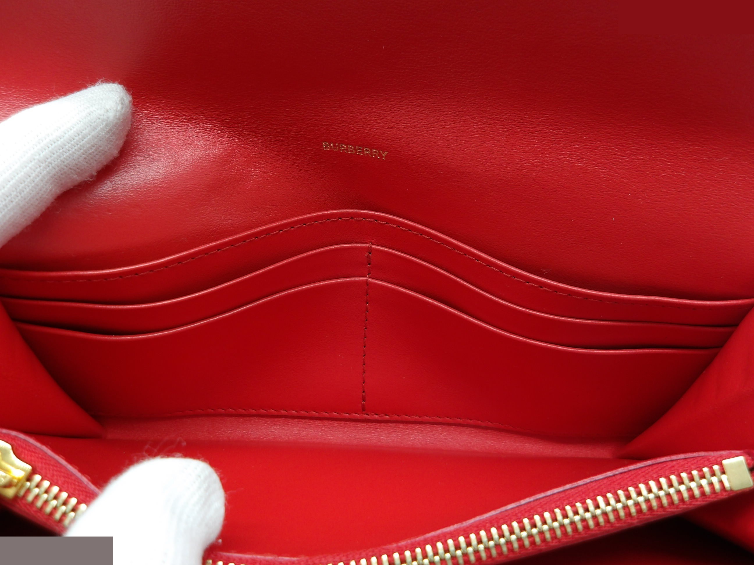 TB logo flap long wallet with gold hardware — view 8
