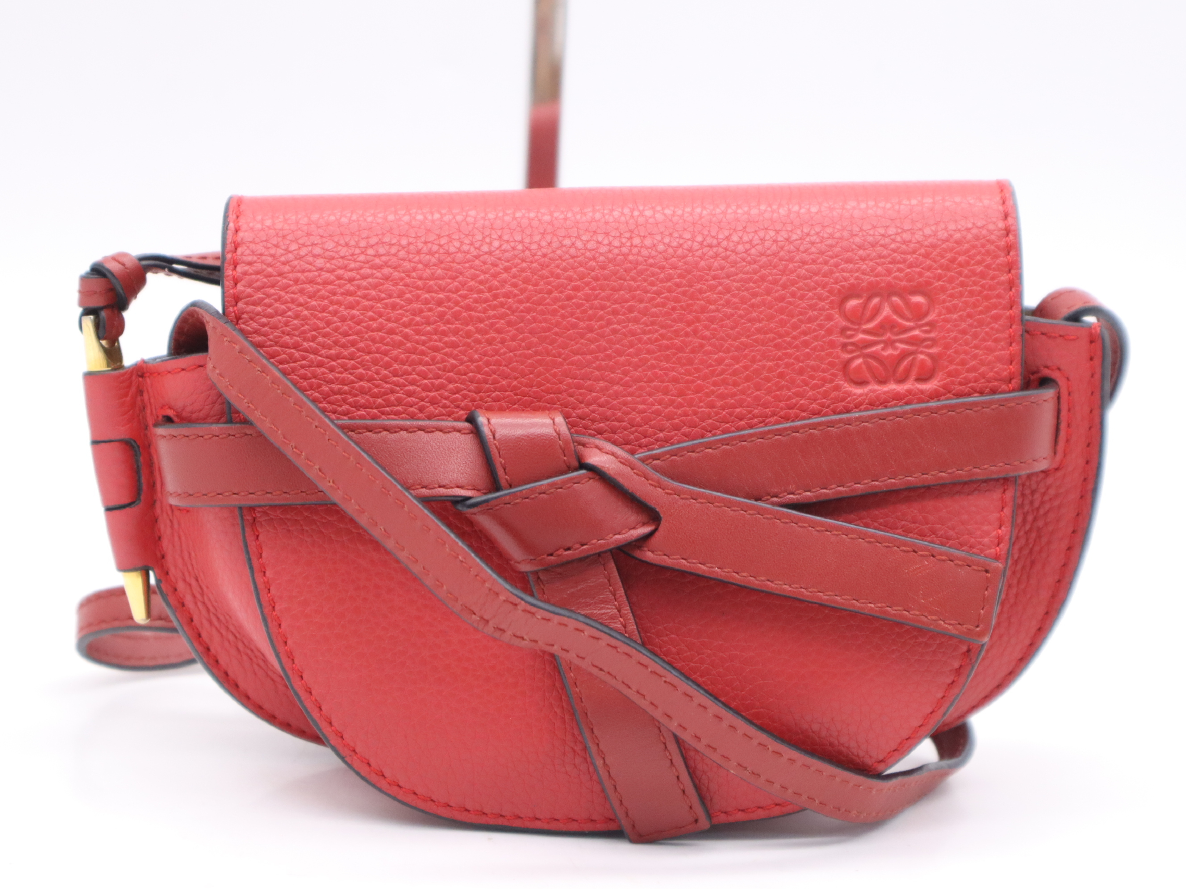 Leather Gate Bag Mini Red Shoulder Bag