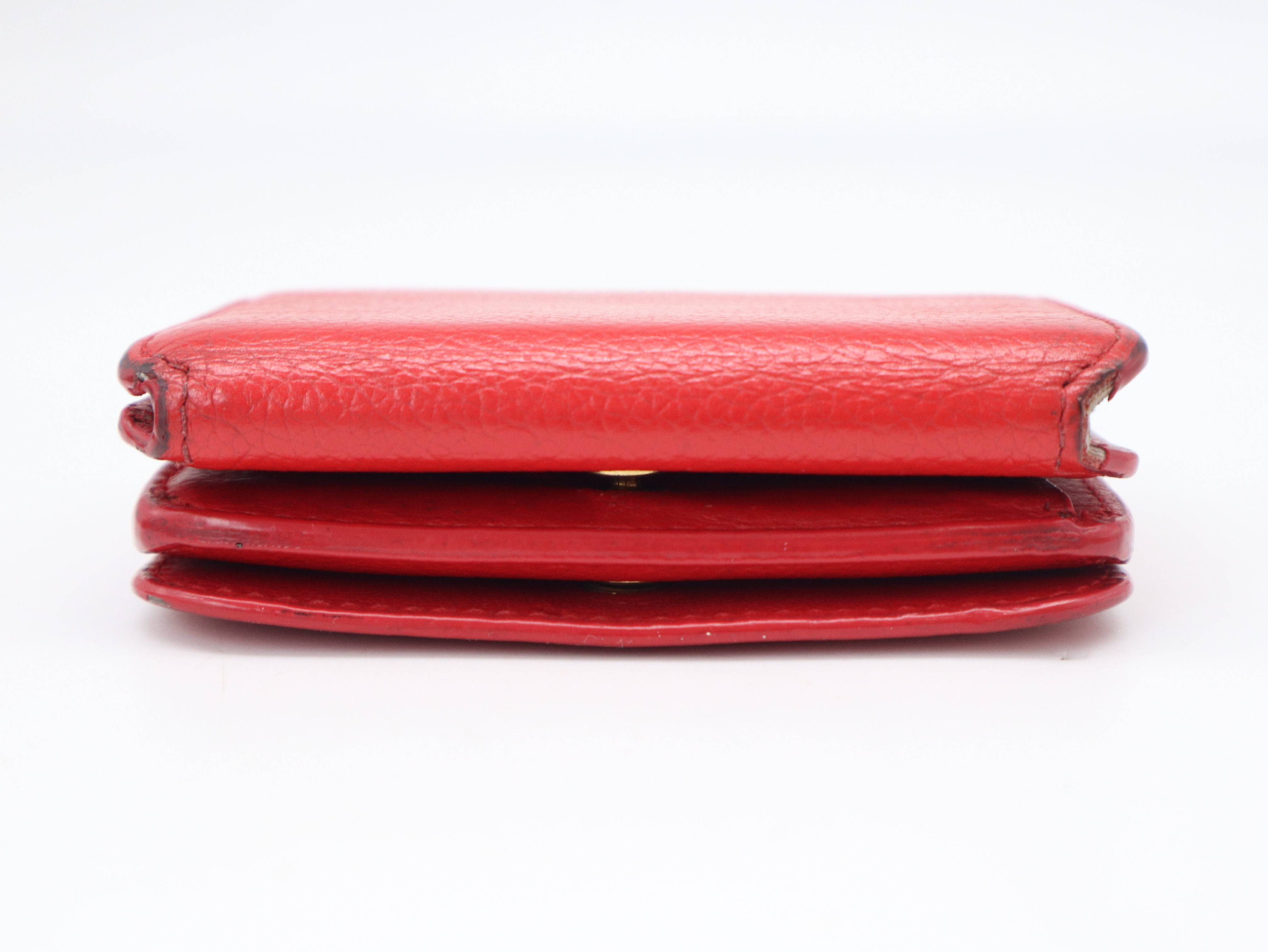 593813 Leather Mini Wallet, Red — view 4