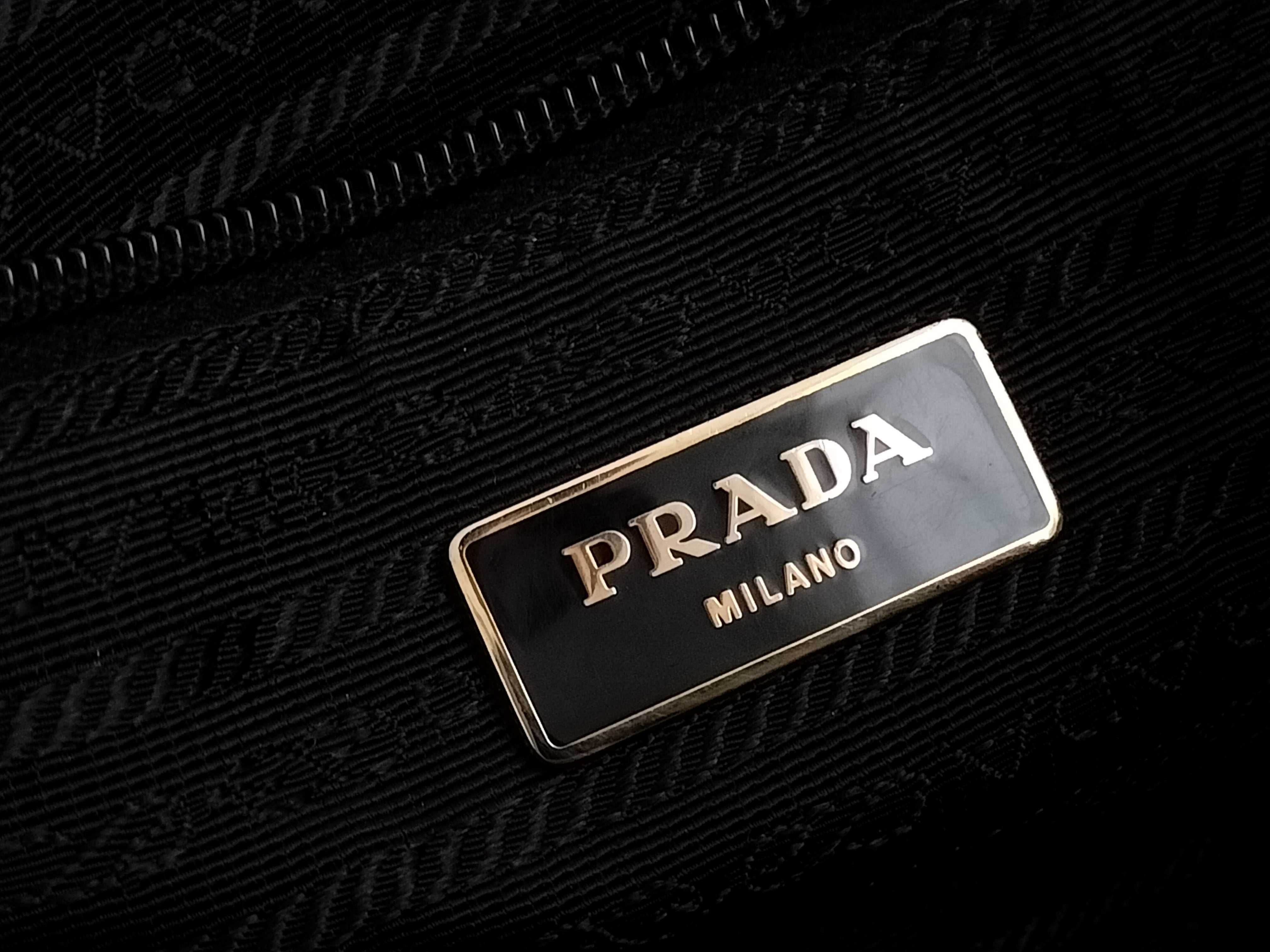 Nylon Prada Ribbon Bomber Handbag Nylon (Tessuto) and Leather Black Tote Bag — view 11