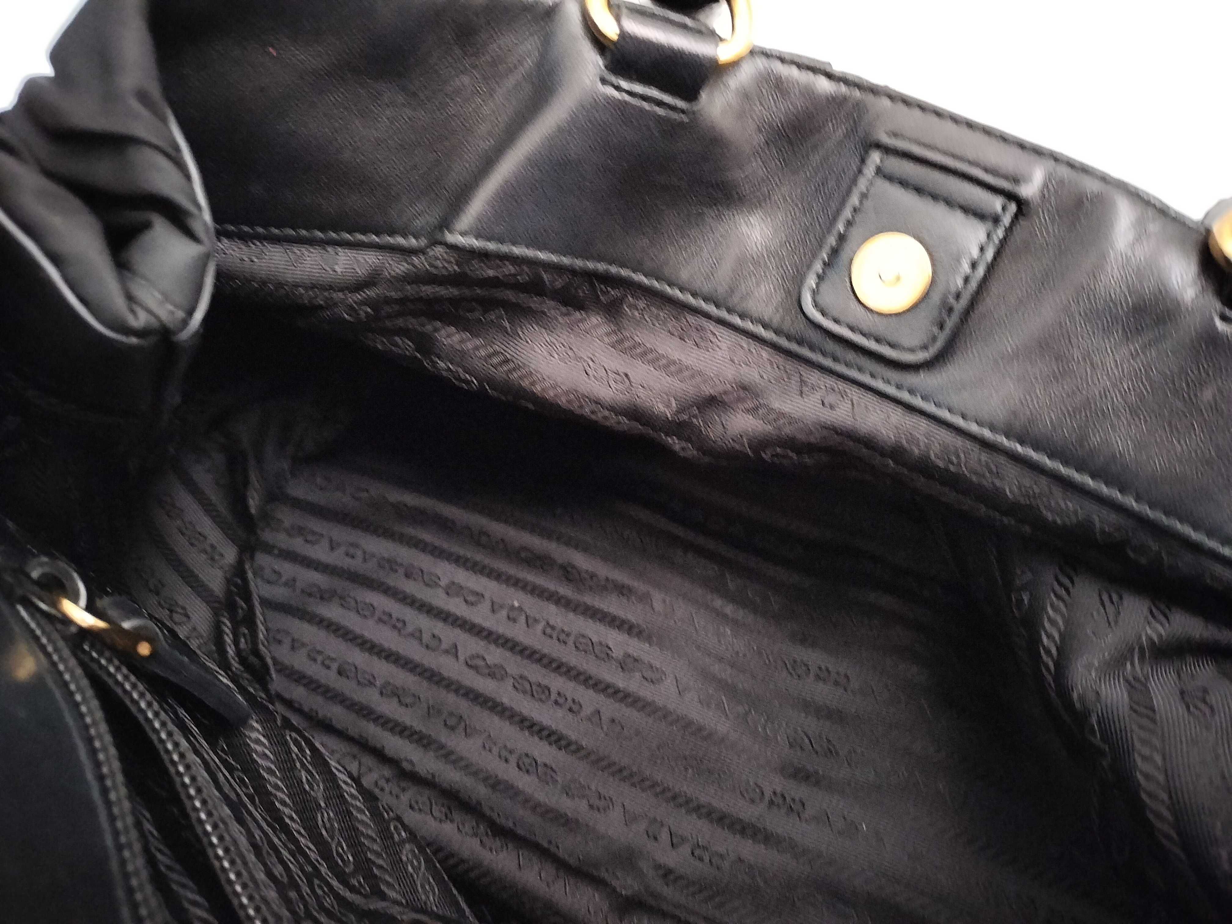 Nylon Prada Ribbon Bomber Handbag Nylon (Tessuto) and Leather Black Tote Bag — view 12