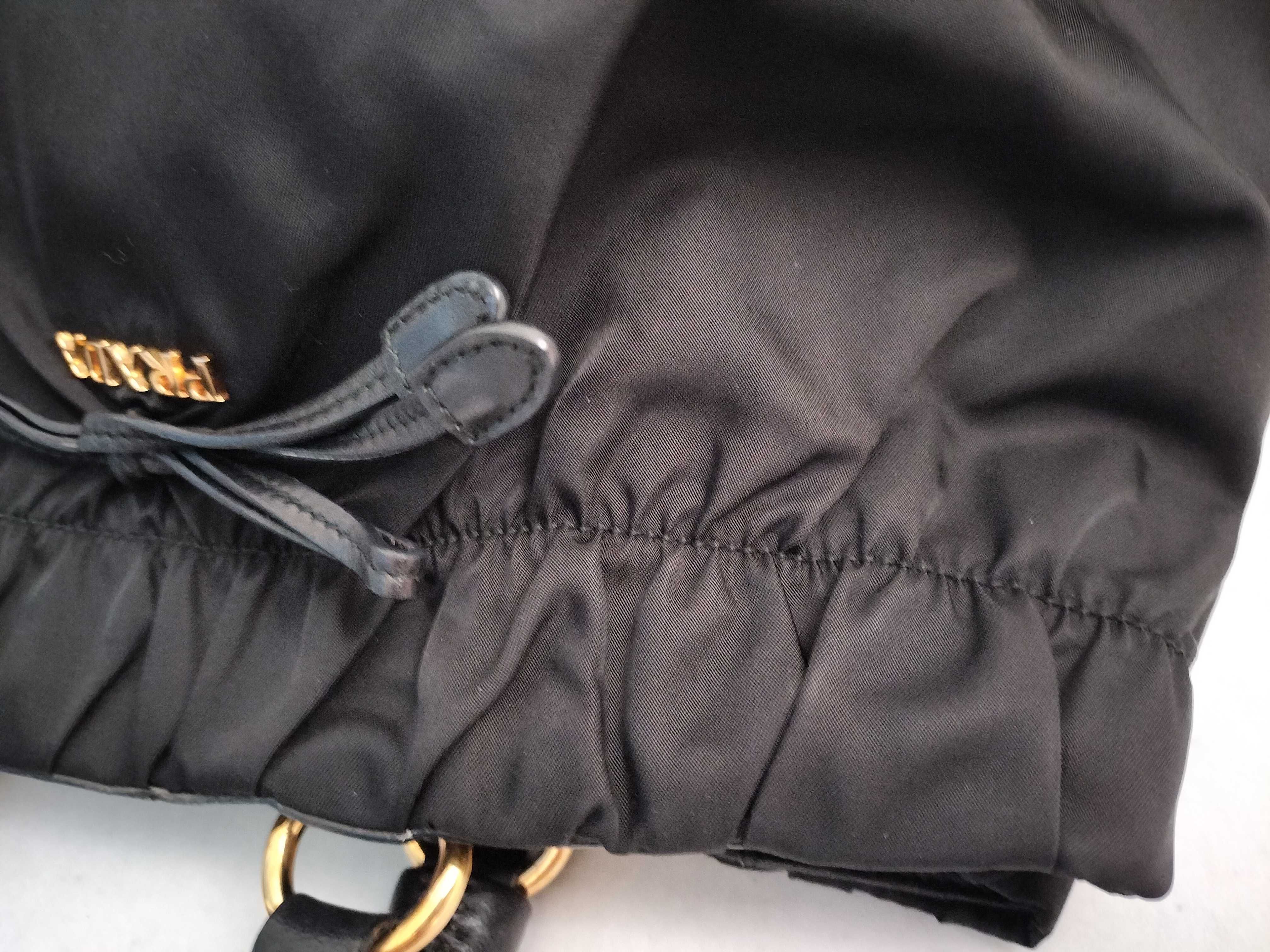 Nylon Prada Ribbon Bomber Handbag Nylon (Tessuto) and Leather Black Tote Bag — view 13