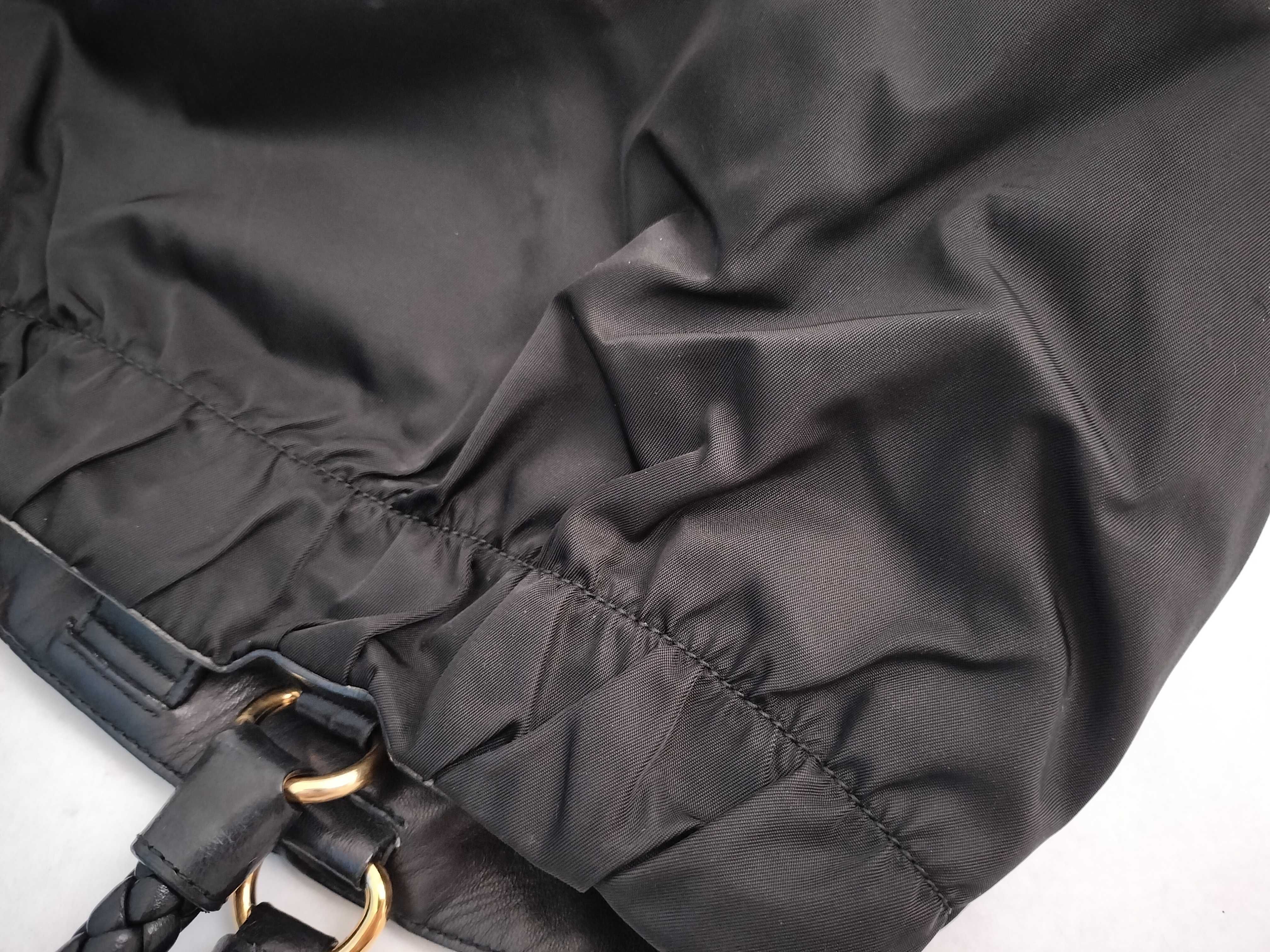 Nylon Prada Ribbon Bomber Handbag Nylon (Tessuto) and Leather Black Tote Bag — view 14