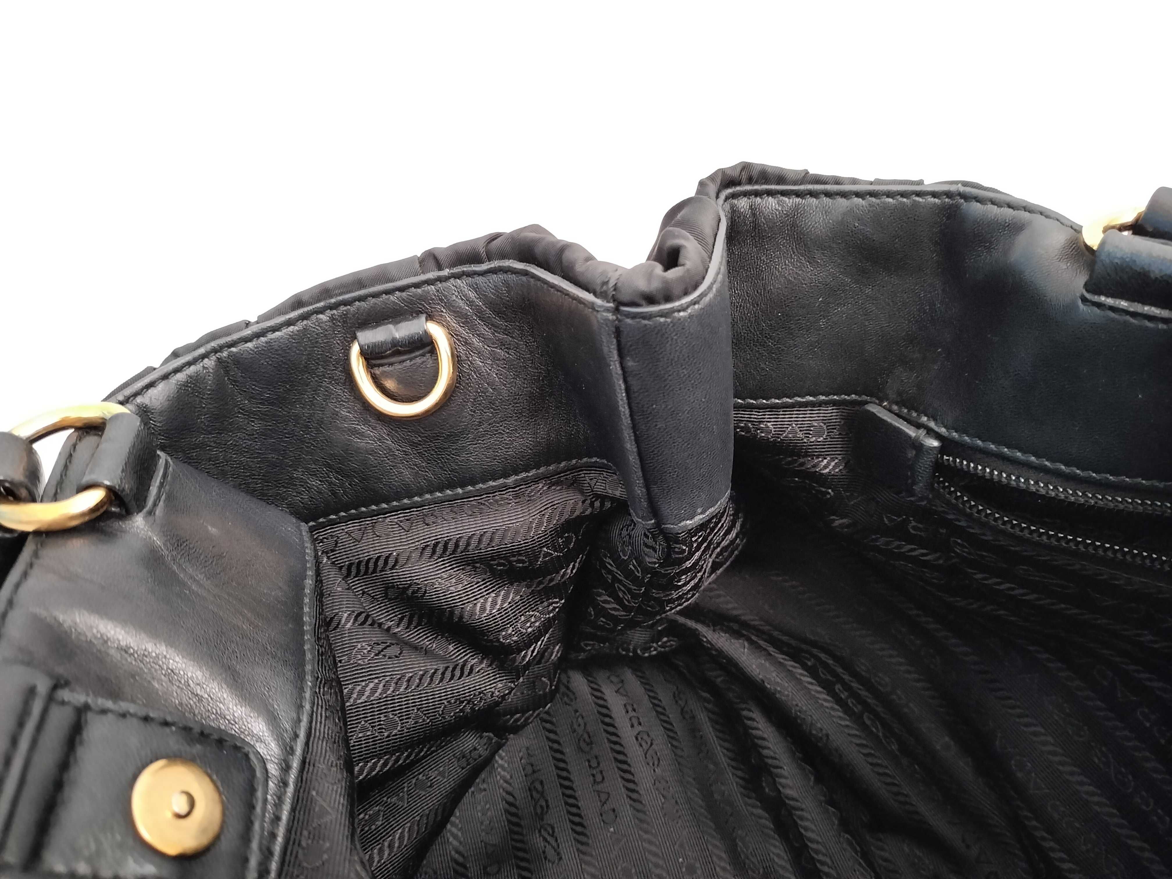 Nylon Prada Ribbon Bomber Handbag Nylon (Tessuto) and Leather Black Tote Bag — view 8
