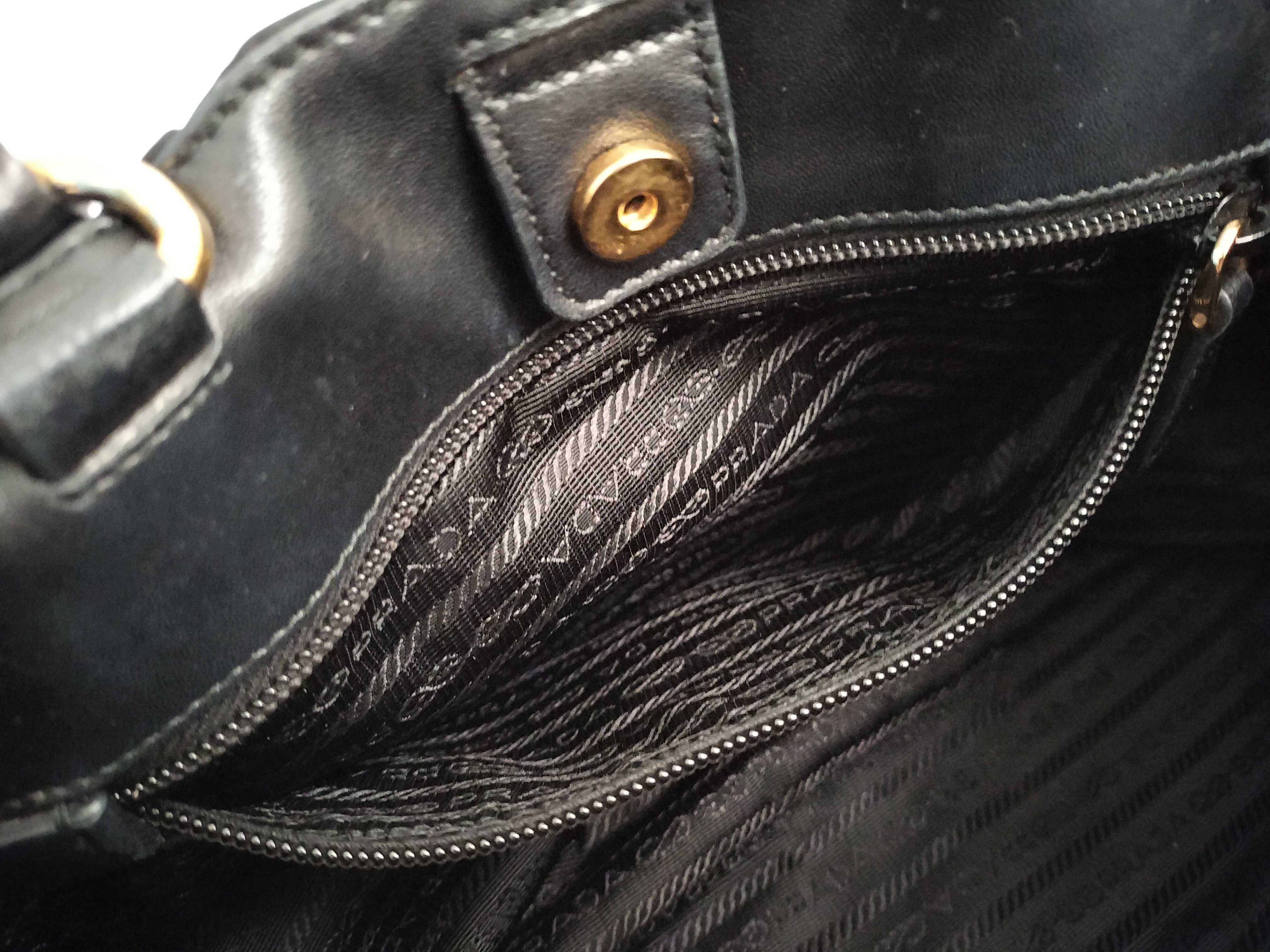 Nylon Prada Ribbon Bomber Handbag Nylon (Tessuto) and Leather Black Tote Bag — view 10