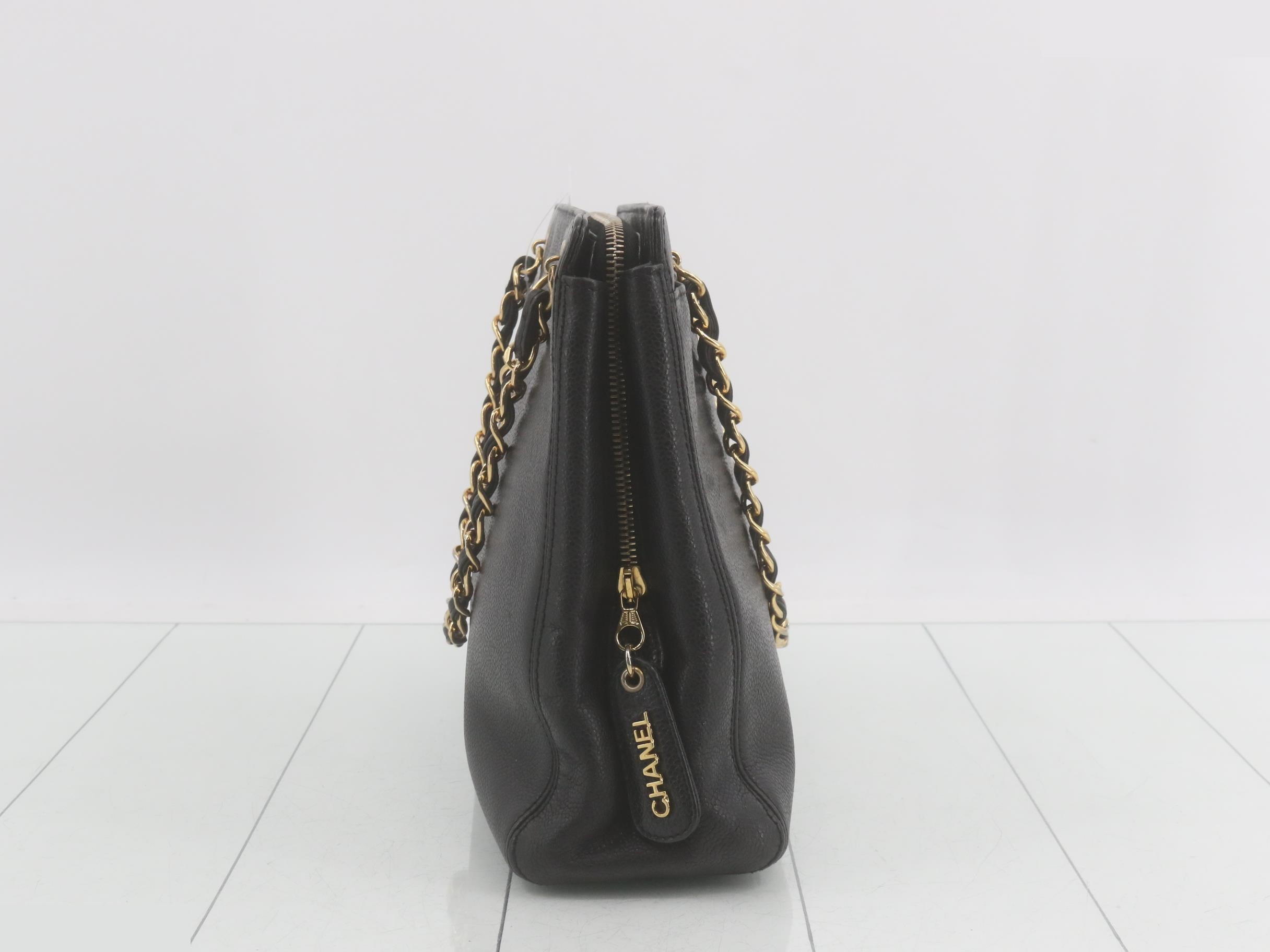 Chain Tote Bag, Caviar Leather, Black, Serial Number 5, Item Number 5094962 — view 4
