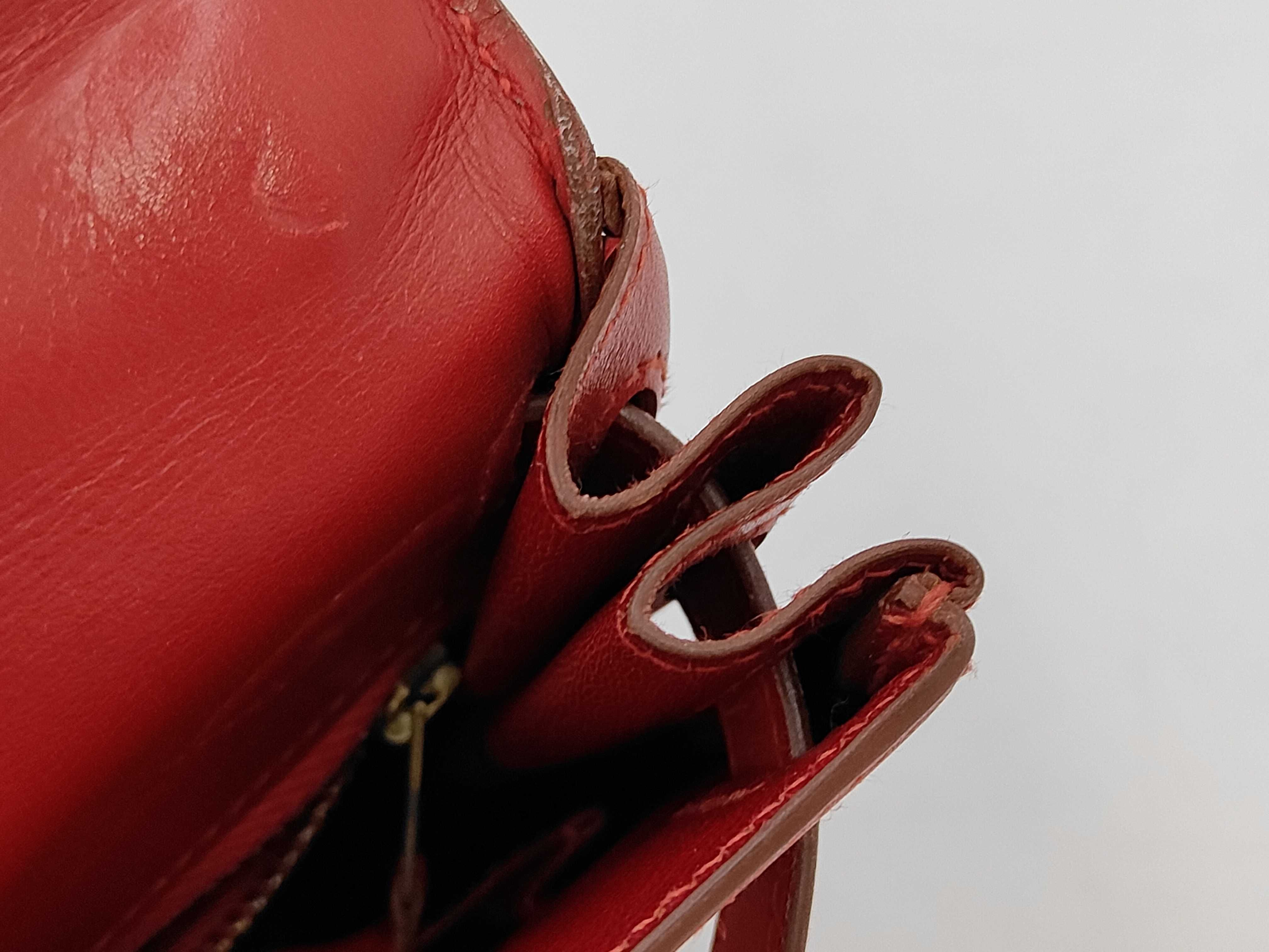 Kelly 28 Box Calf Leather Handbag, Red Tone, Gold Hardware, W Stamp — view 11