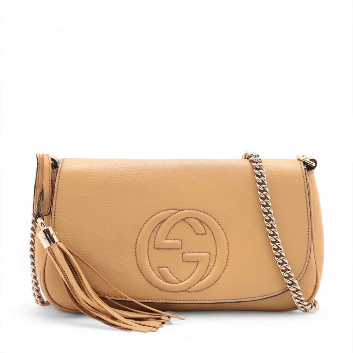 Soho Leather Chain Shoulder Bag, Beige, 336752