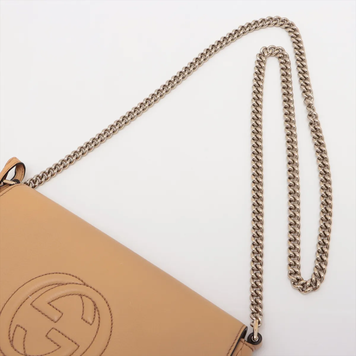Soho Leather Chain Shoulder Bag, Beige, 336752 — view 5