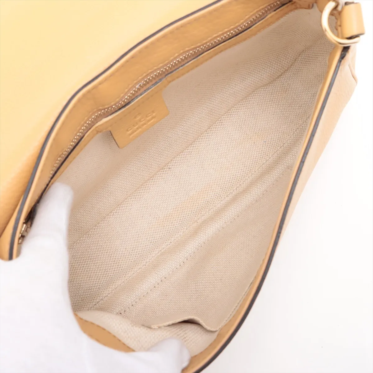 Soho Leather Chain Shoulder Bag, Beige, 336752 — view 6