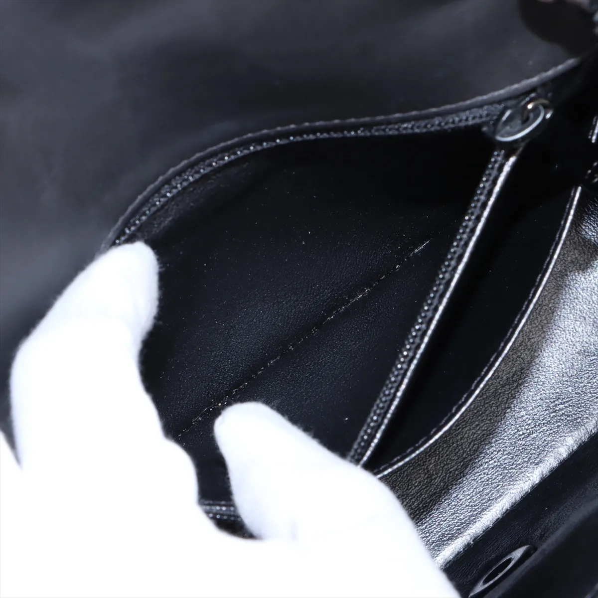 chevron patent leather single flap single chain bag gray black metal fittings 20055074 20s — view 7