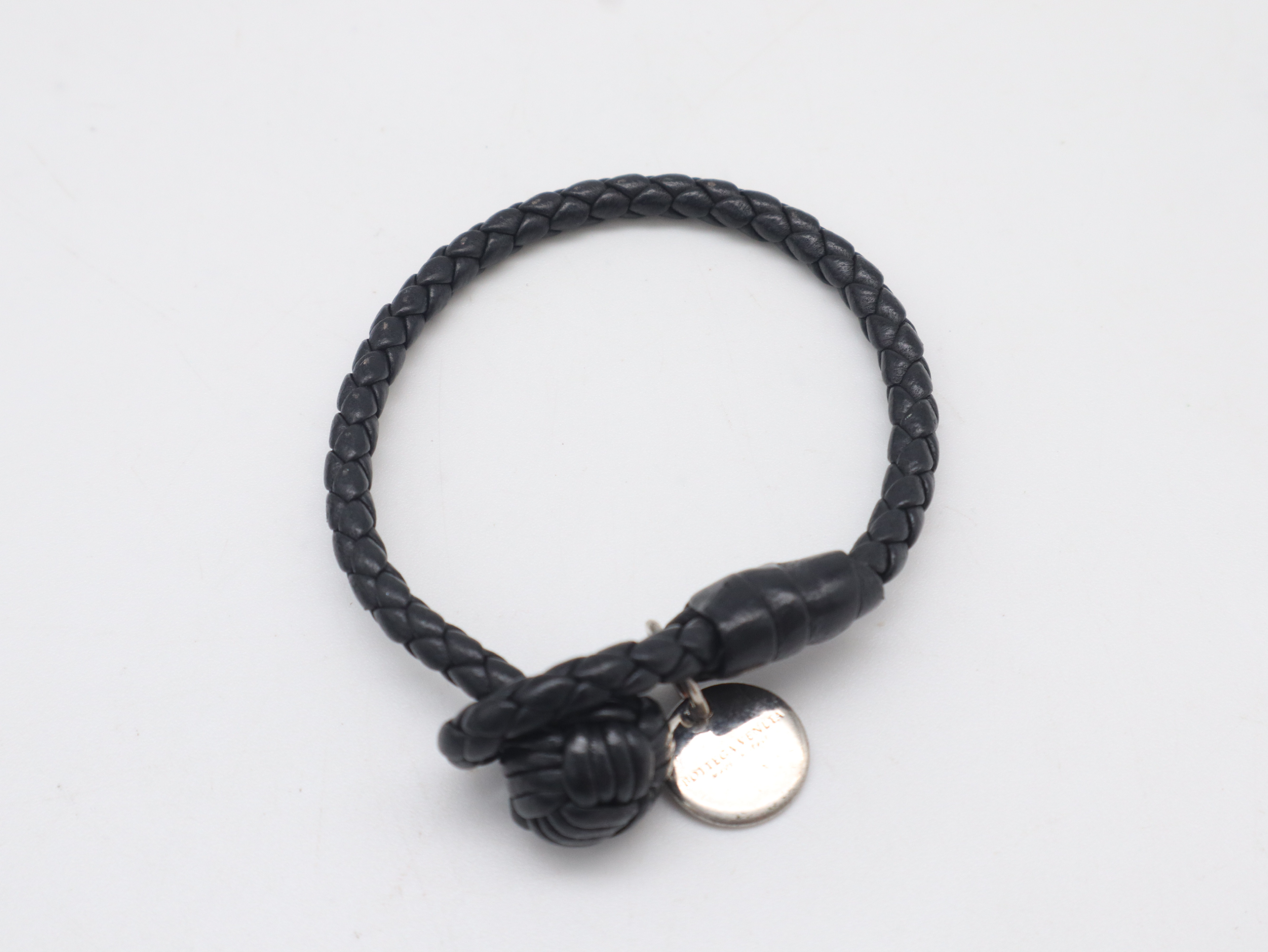 Leather Intrecciato Bracelet, Black Bracelet/Bangle