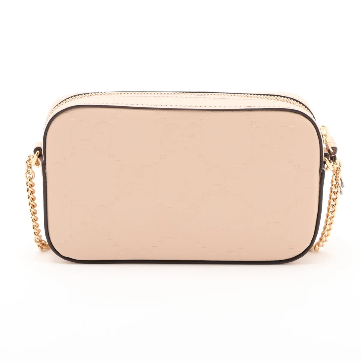 GG Supermini 781554 Leather Chain Shoulder Bag, Beige — view 2