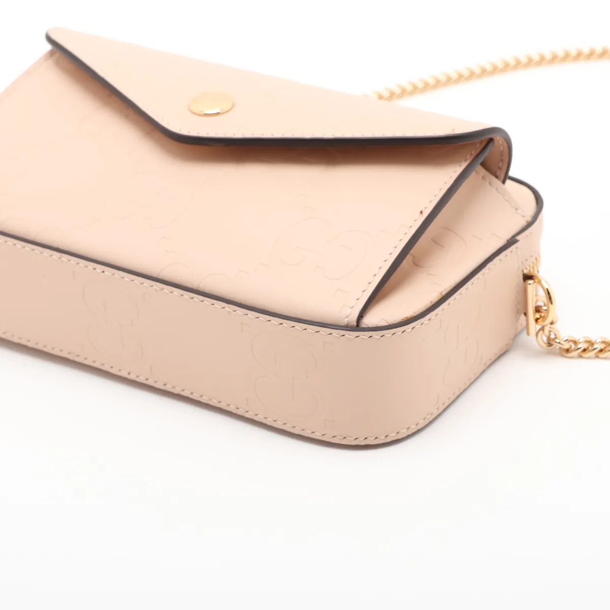 GG Supermini 781554 Leather Chain Shoulder Bag, Beige — view 3