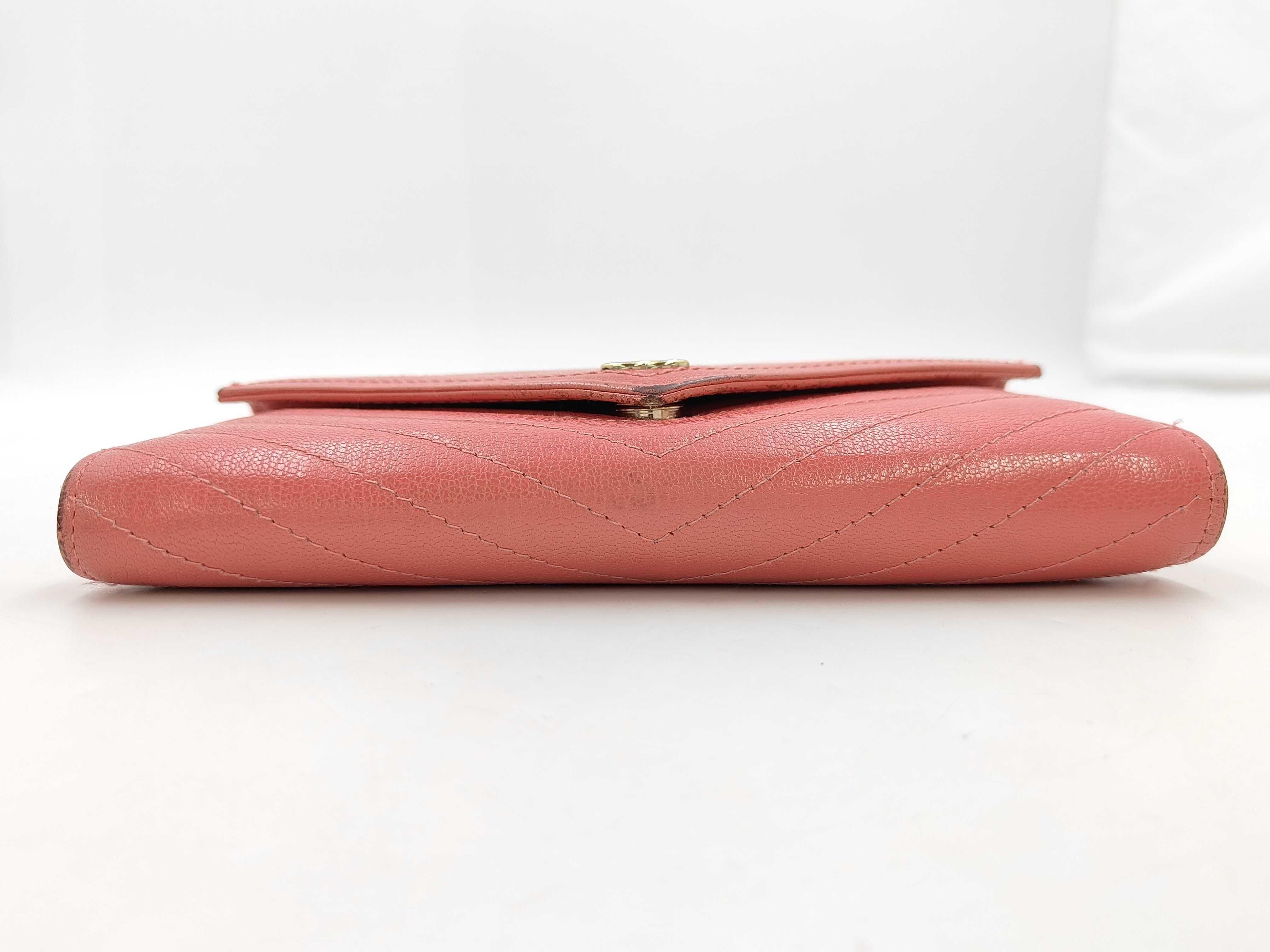 V-stitch flap wallet, Chevron pattern, No. 27, Pink. — view 3