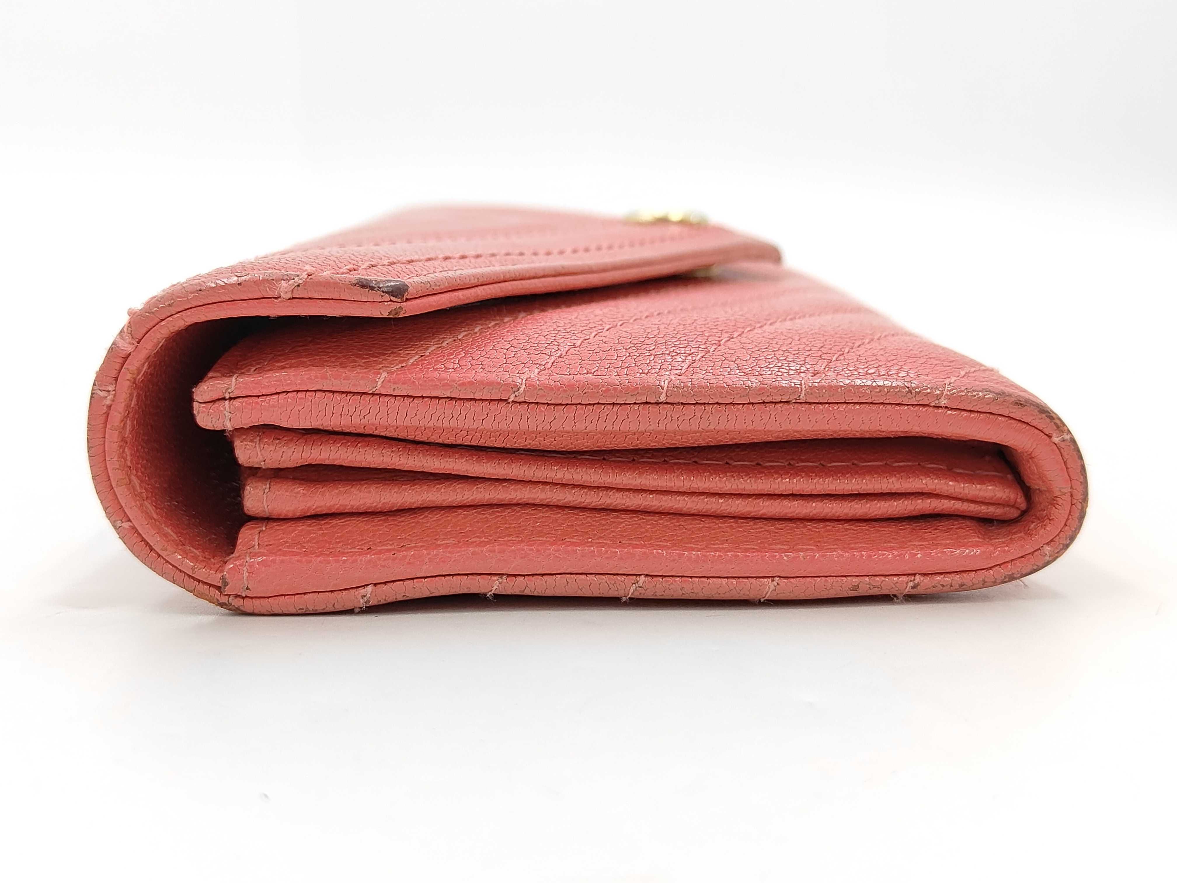 V-stitch flap wallet, Chevron pattern, No. 27, Pink. — view 6