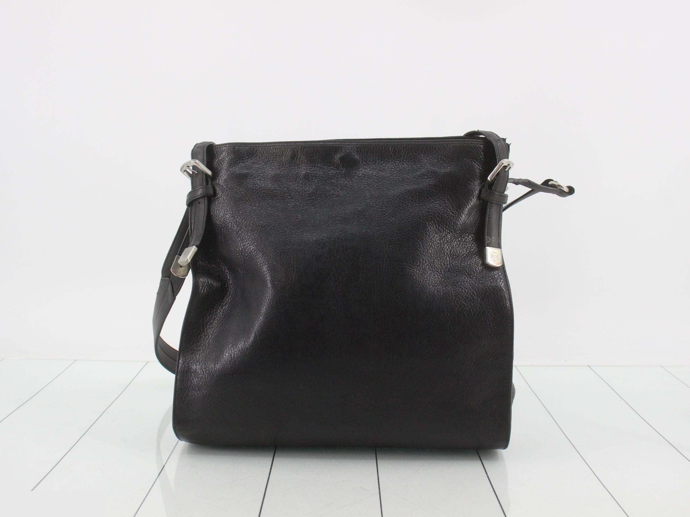 Studded Anagram Leather Black Shoulder Bag — view 2