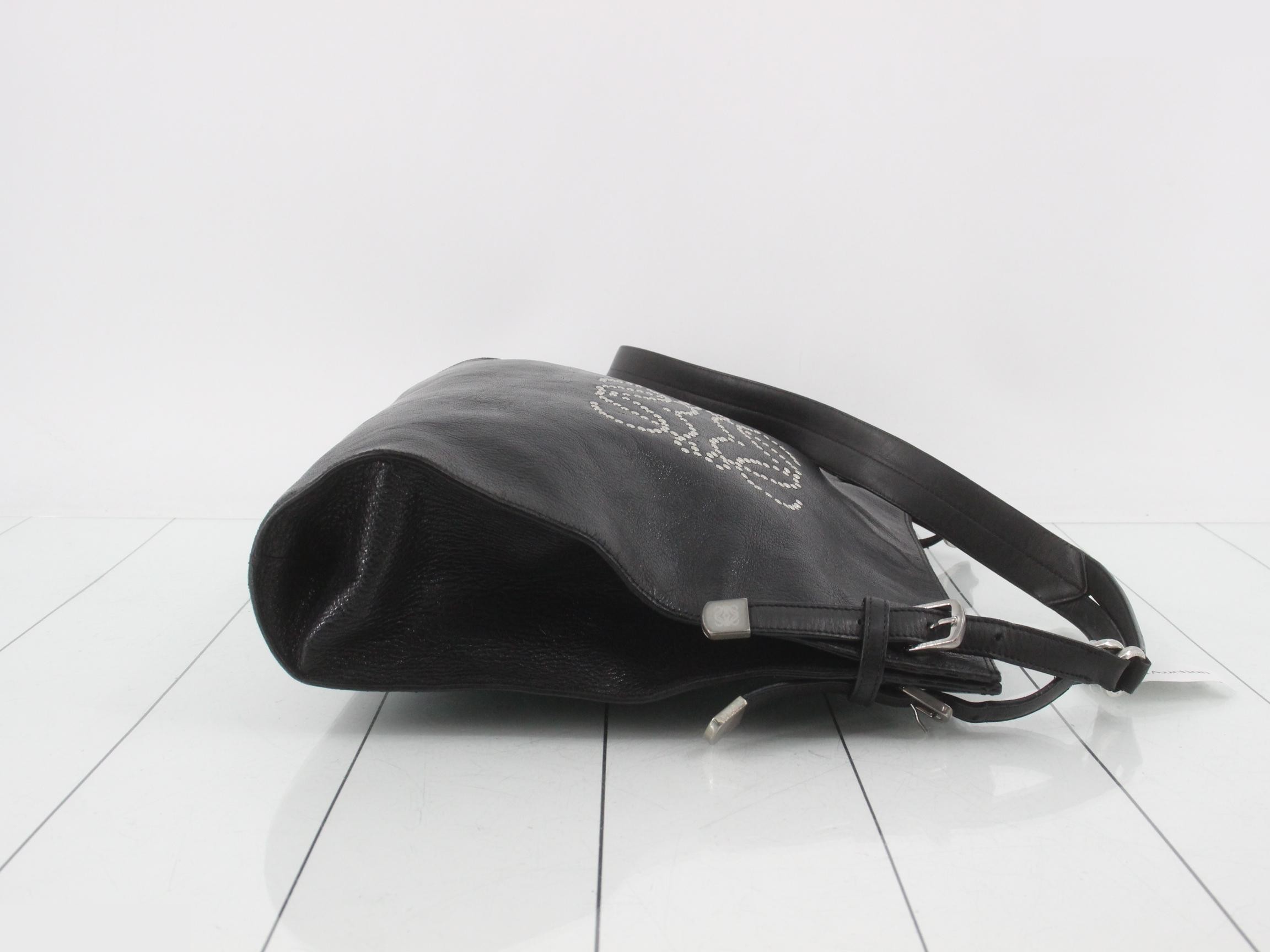 Studded Anagram Leather Black Shoulder Bag — view 3