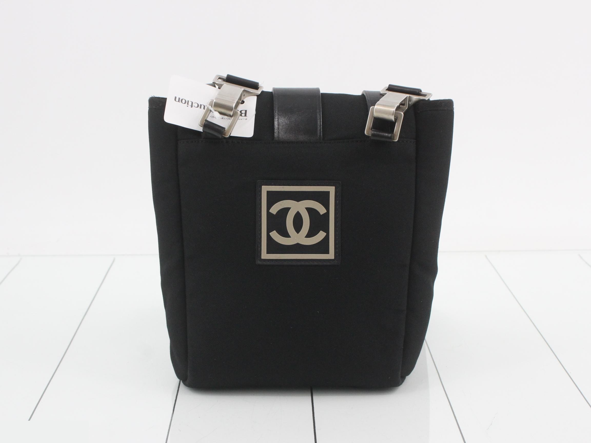 Sport CC Logo Canvas Shoulder Bag, Black — view 2