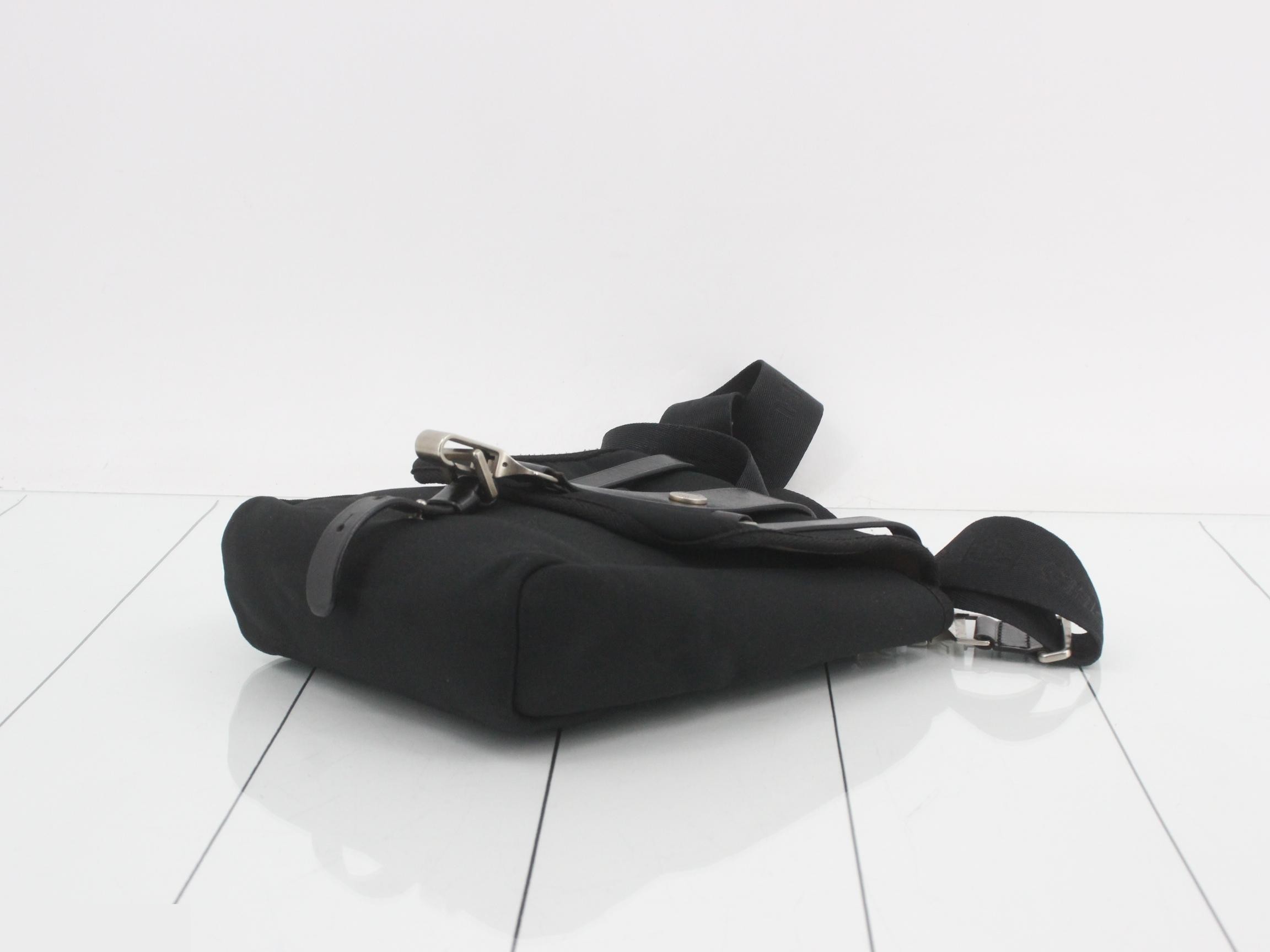 Sport CC Logo Canvas Shoulder Bag, Black — view 6