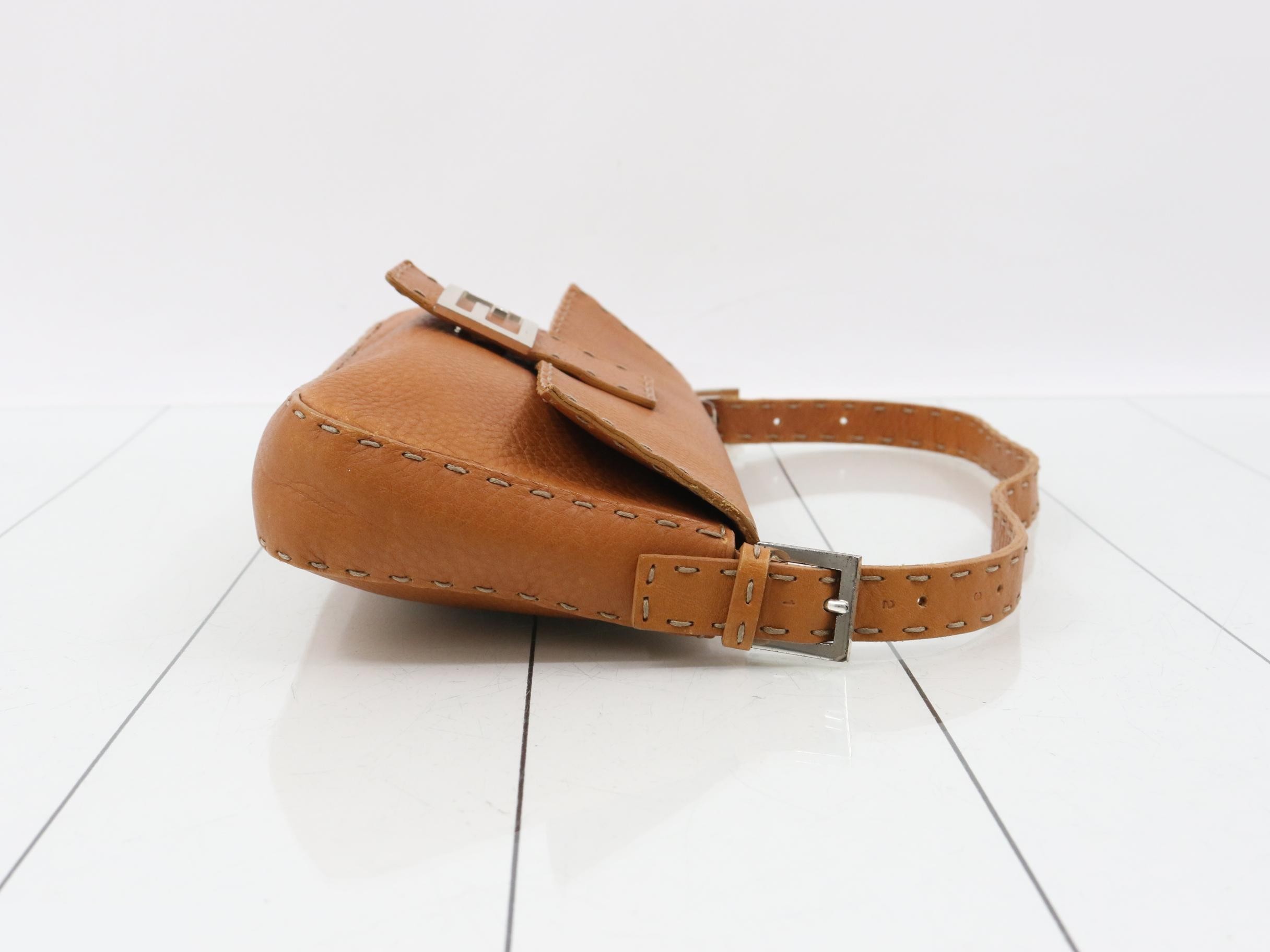 Embossed Leather Mamma Bucket Bag, Brown — view 3