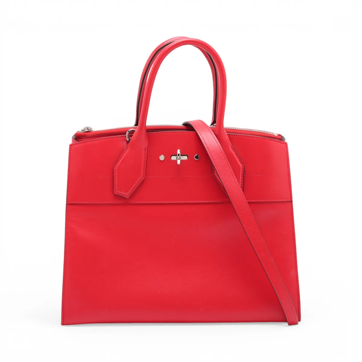 LV logo x leather City Steamer MM M51027 FO1116 Red